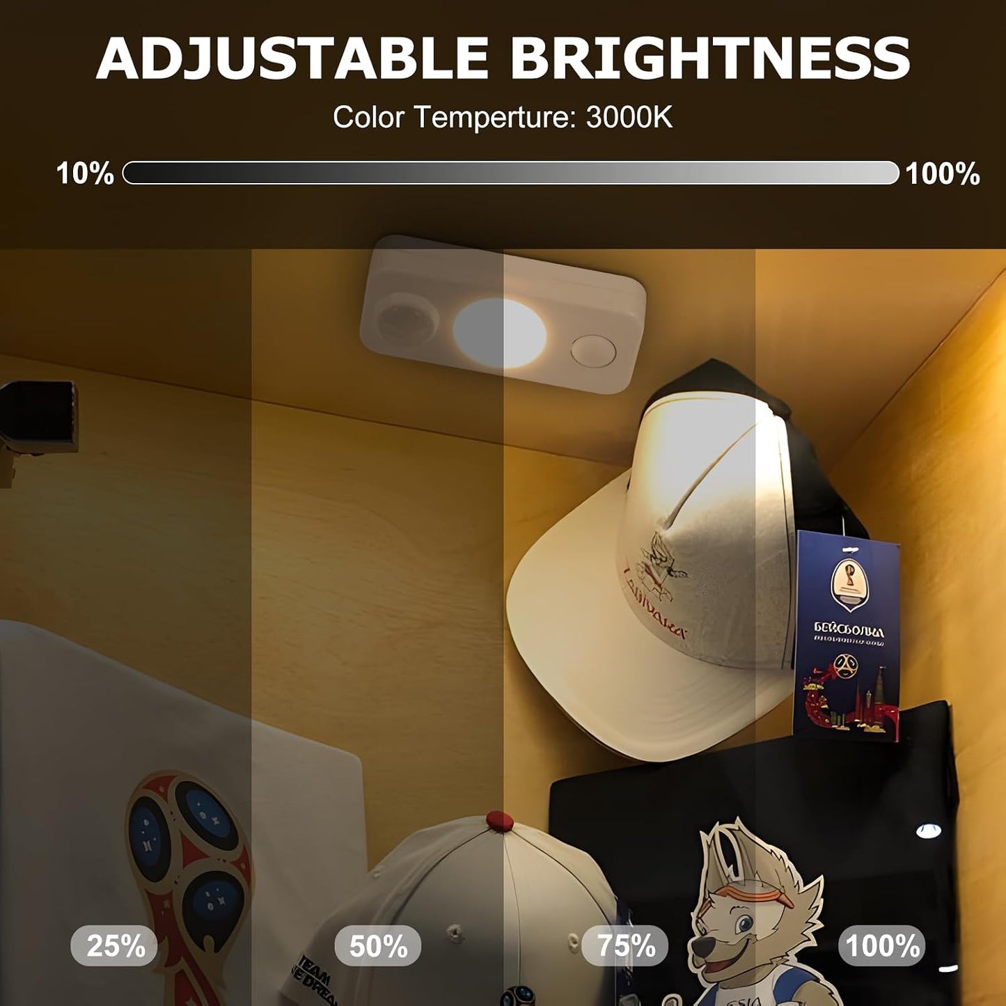 NIEGNOWOO LED Motion Sensor Puck Lights, Rechargeable Cabinet Lights, Stick on Wireless LED Night Light for Closet