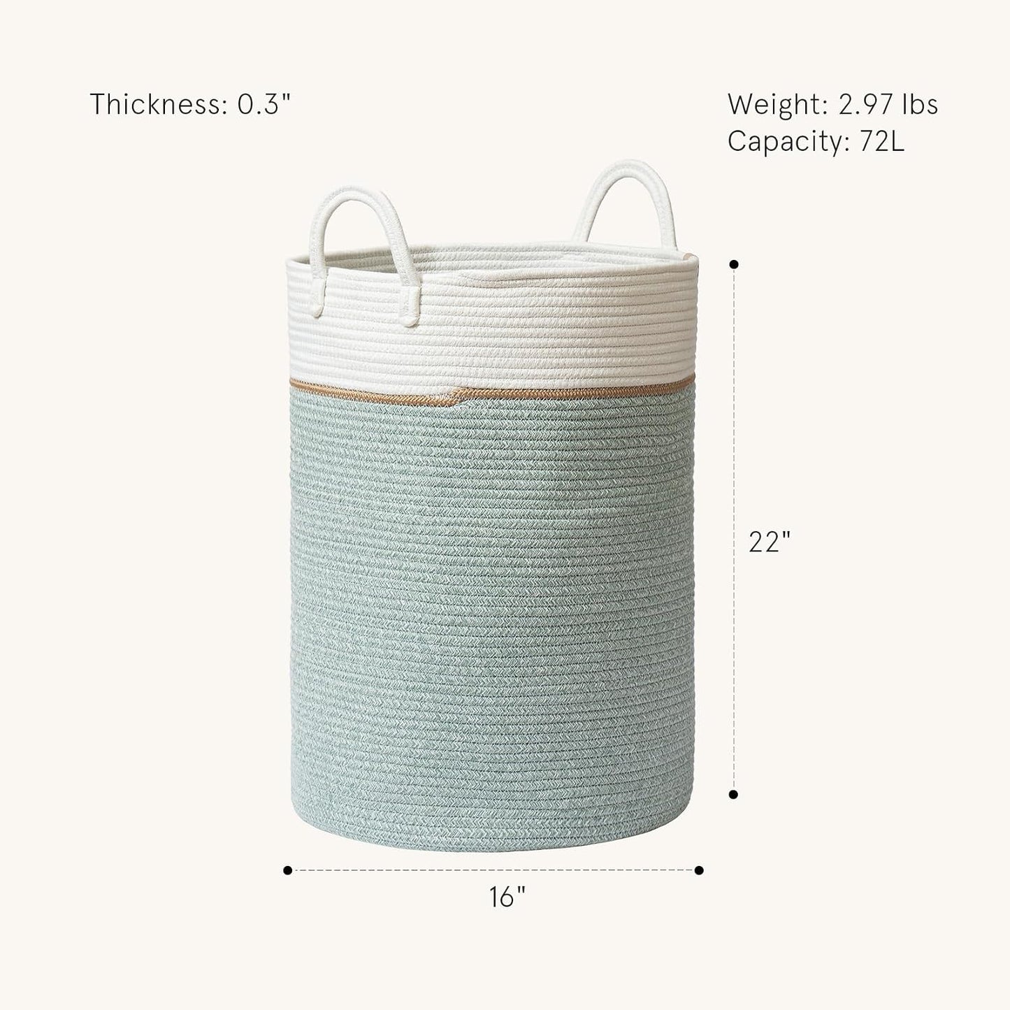 Woven Basket Rope Storage Baskets / Ivy Green / XL