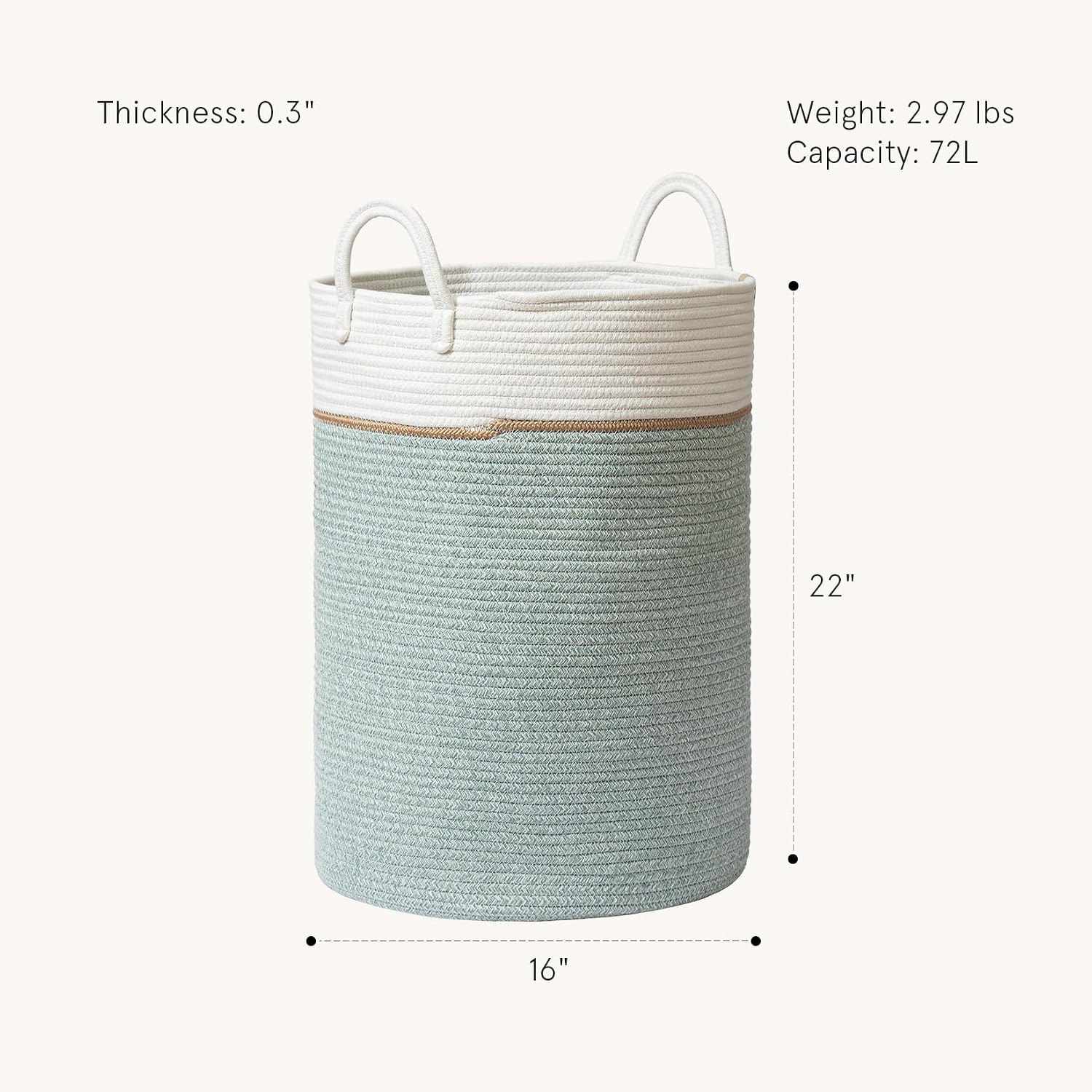 Woven Basket Rope Storage Baskets / Ivy Green / XL