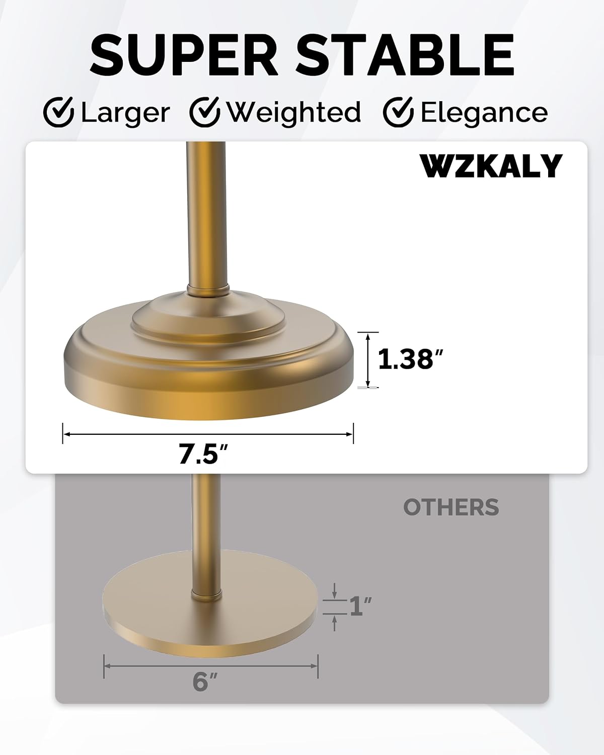 Gold Toilet Paper Holder Stand Stainless Steel & Weighted Base | Brushed Finish Post Pivoting Design Easy to Change