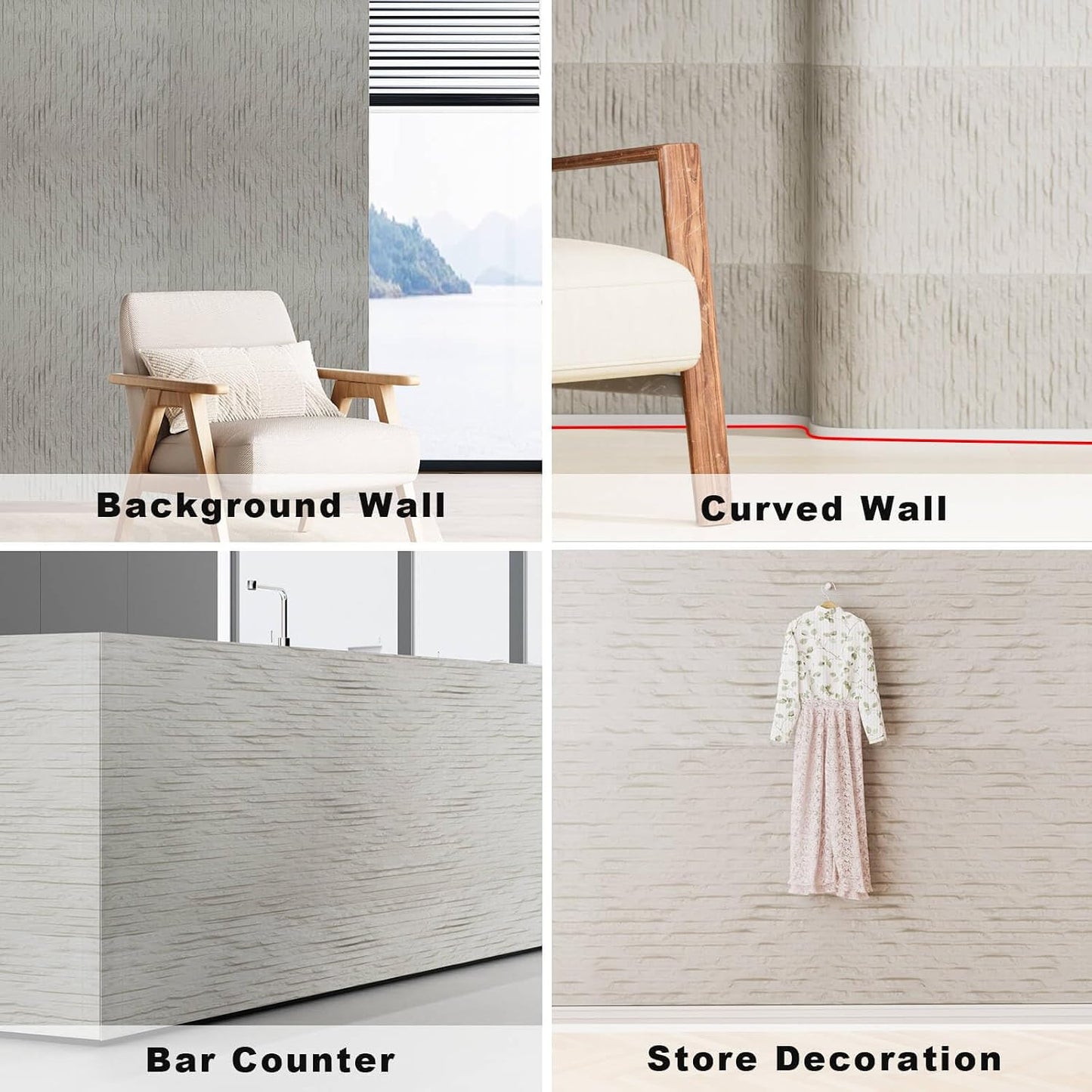3D Wall Panels - 4PCS 47.2"x23.6" Faux Stone Wall Covering - MCM Modified Clay Material for Home Art, Accent Brick