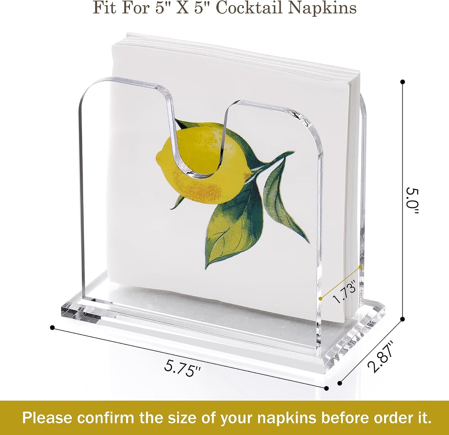 8mm Thickened base / 5.75 x 5 x 2.87 / Cocktail Napkin Holder / Clear