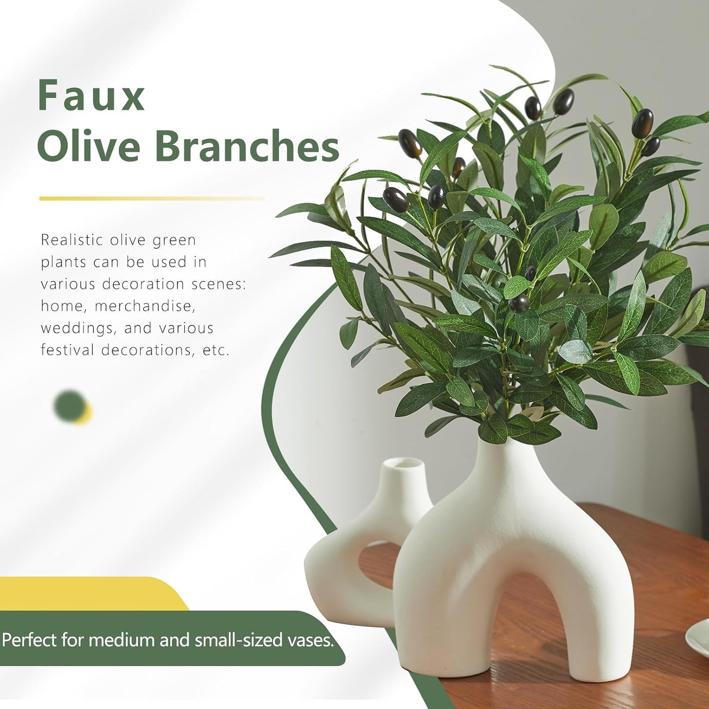 Olive Tree Branches Greenery Stems Artificial Plants Faux Olive Branch / Green / 18 Inch / Set of 18