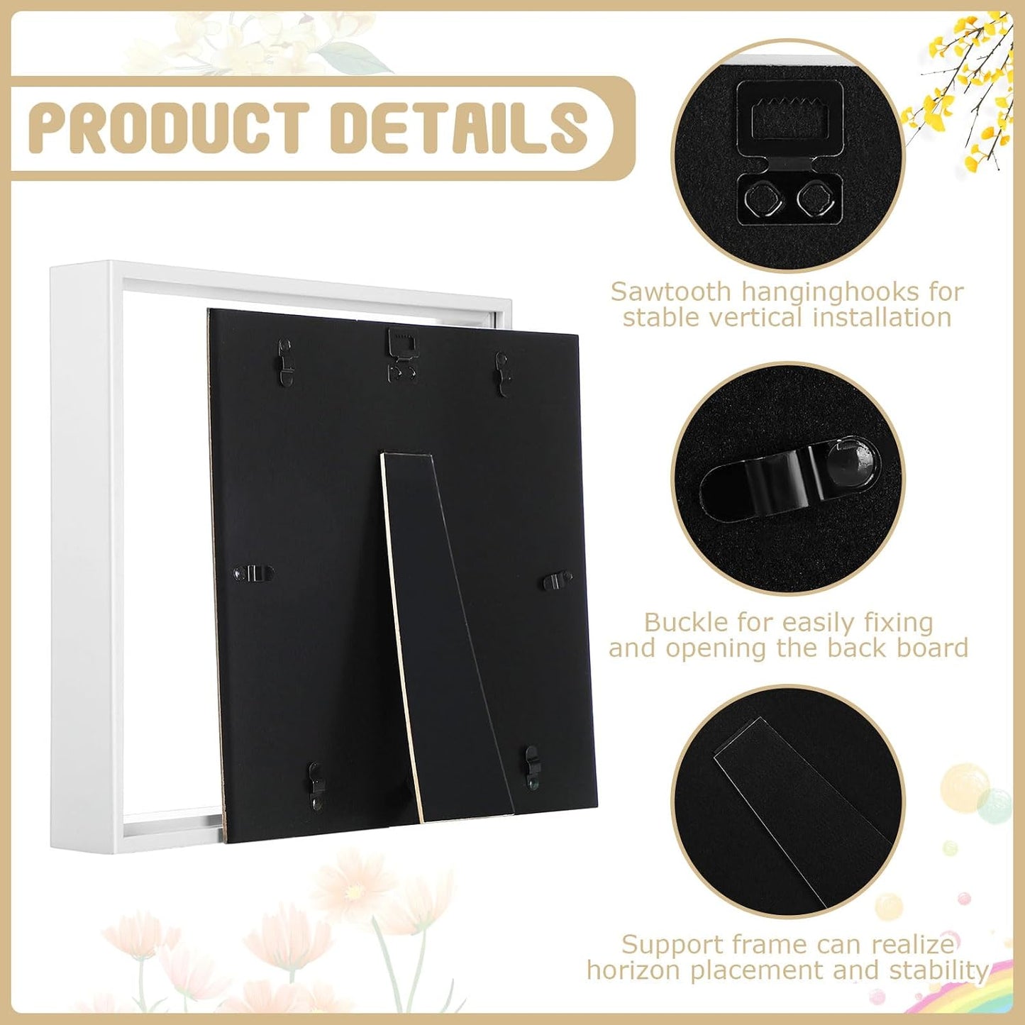 6 Pieces Shadow Box Picture Frame, White, 10 X 10 Inch | Deep Display Case for Graduation Medals Wedding Crafts Pins