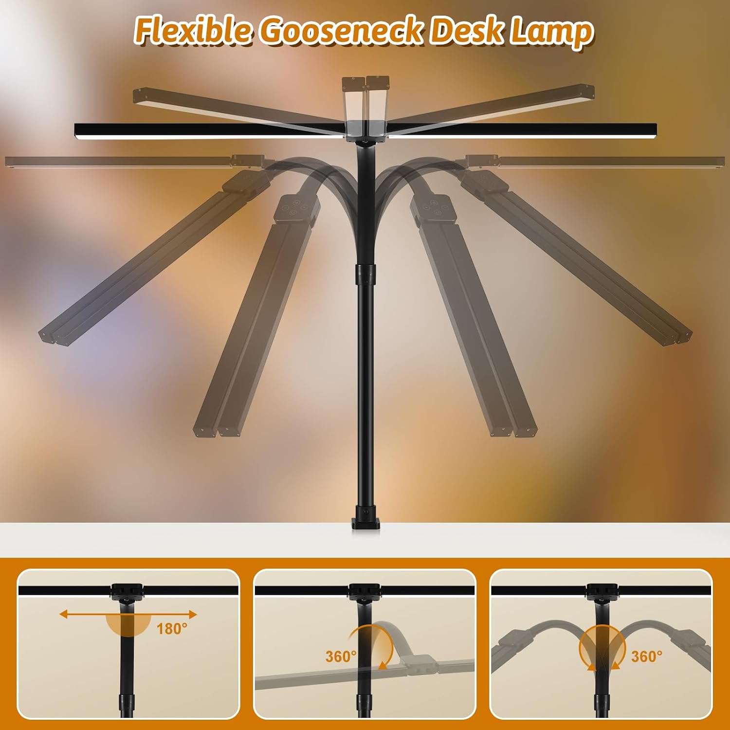 LED Desk Lamp with Clamp, Dual Head Monitor Light, Remote | 24W Dimmable Eye-Caring Task Lamp with Timer, Anti-Glare