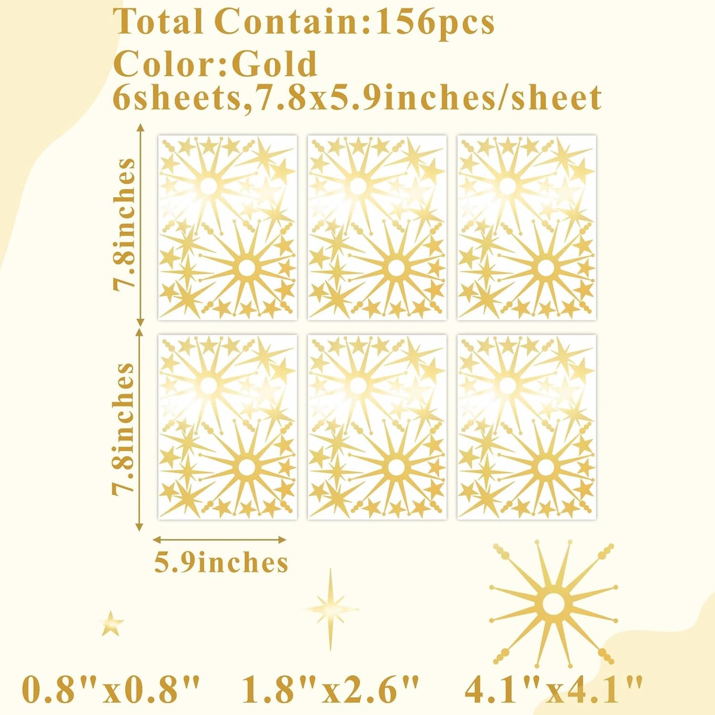 Star Wall Decals Gold Stars Stickers Ceiling Decor Removable Acrylic Mirror Decal Peel / Retro Gold