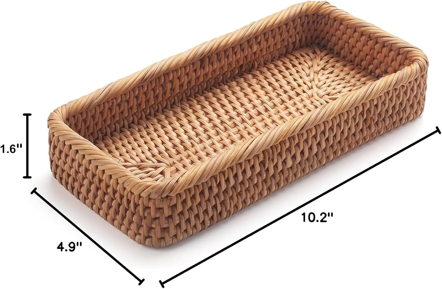 Rattan Bathroom Vanity Trays Toilet Tank Baskets Long Narrow Hand Towel / Natural / 10.2 x 4.9 x 1.6