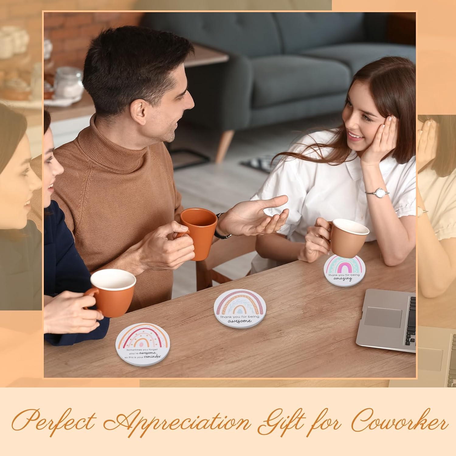 Ceramic Absorbent Drinks Coasters / Fresh Style / Set of 24