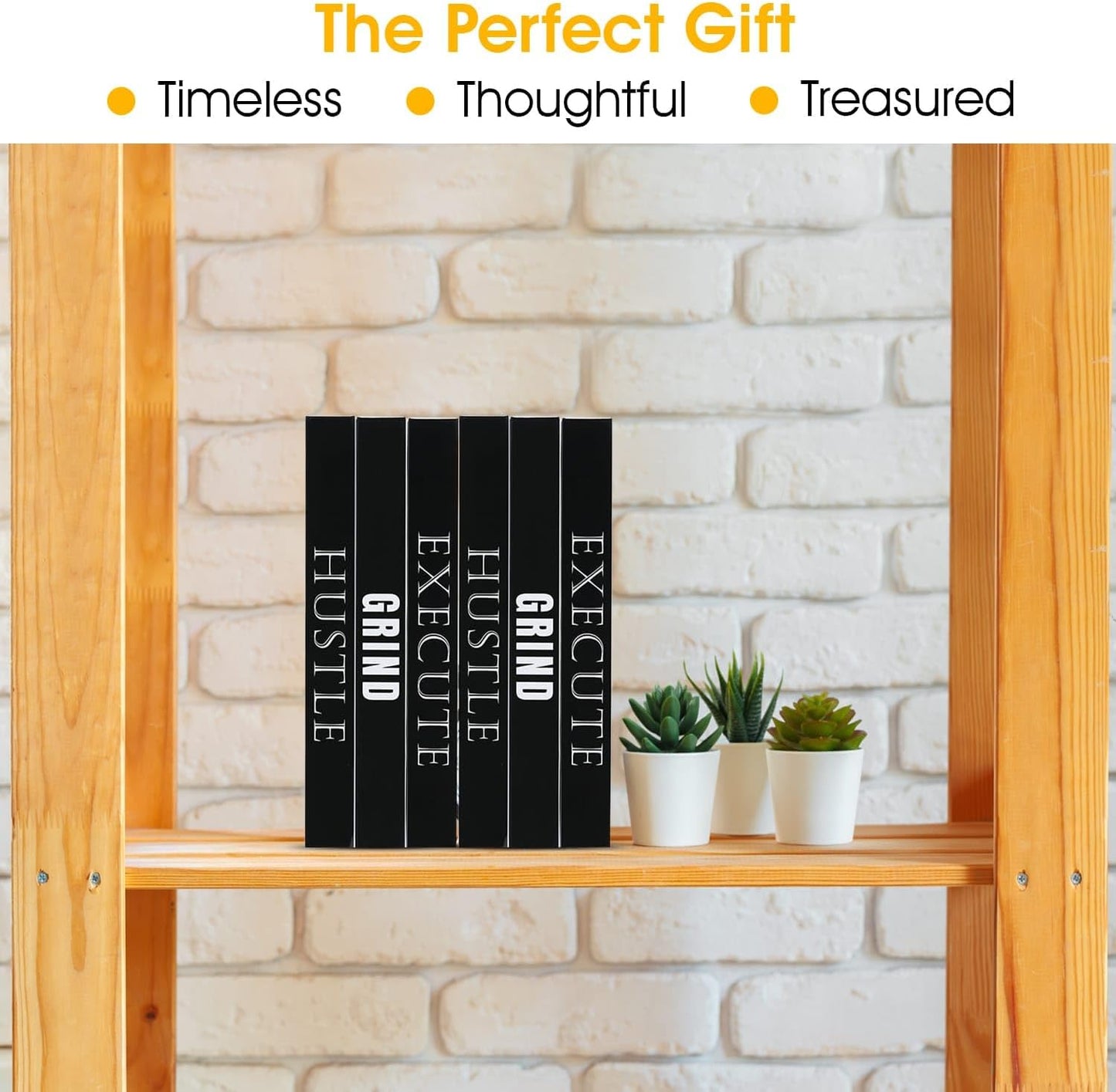 White Faux Books / Black / Set of 3