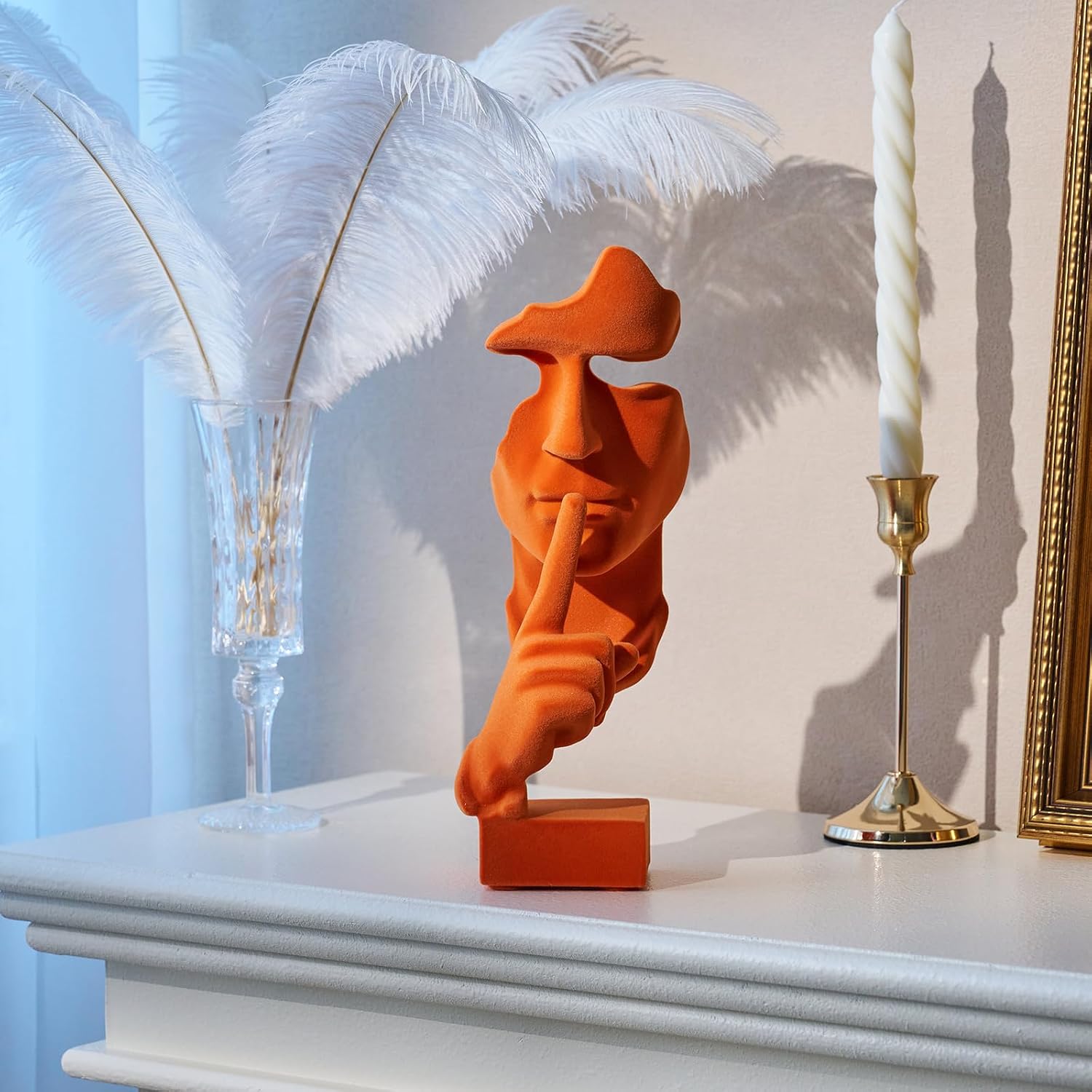 Flocked Mask Collectible Figurines Modern Abstract Art Statue / Nospeak-orange