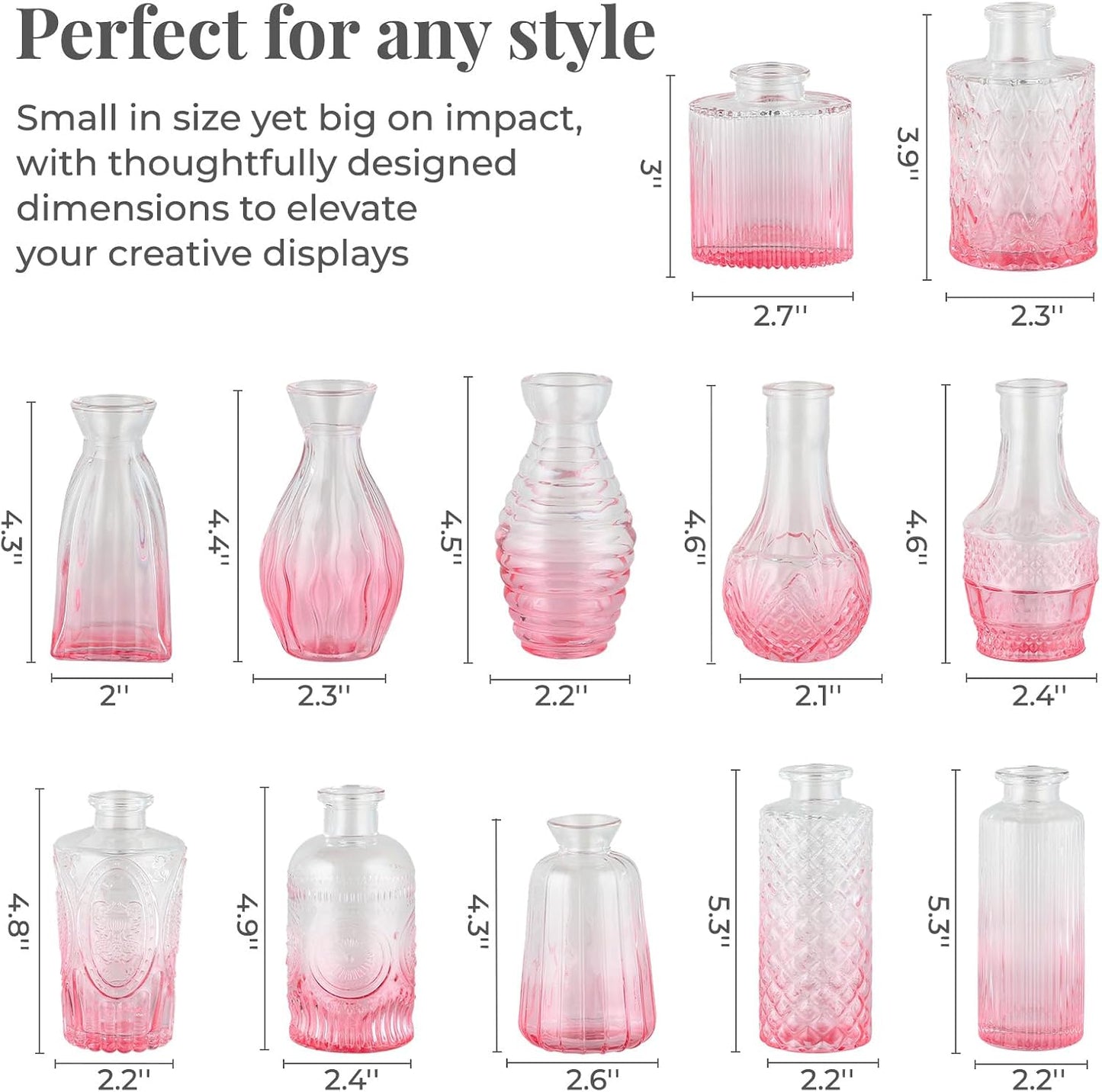 Glass Vase / Small Vase / Pink-gradient