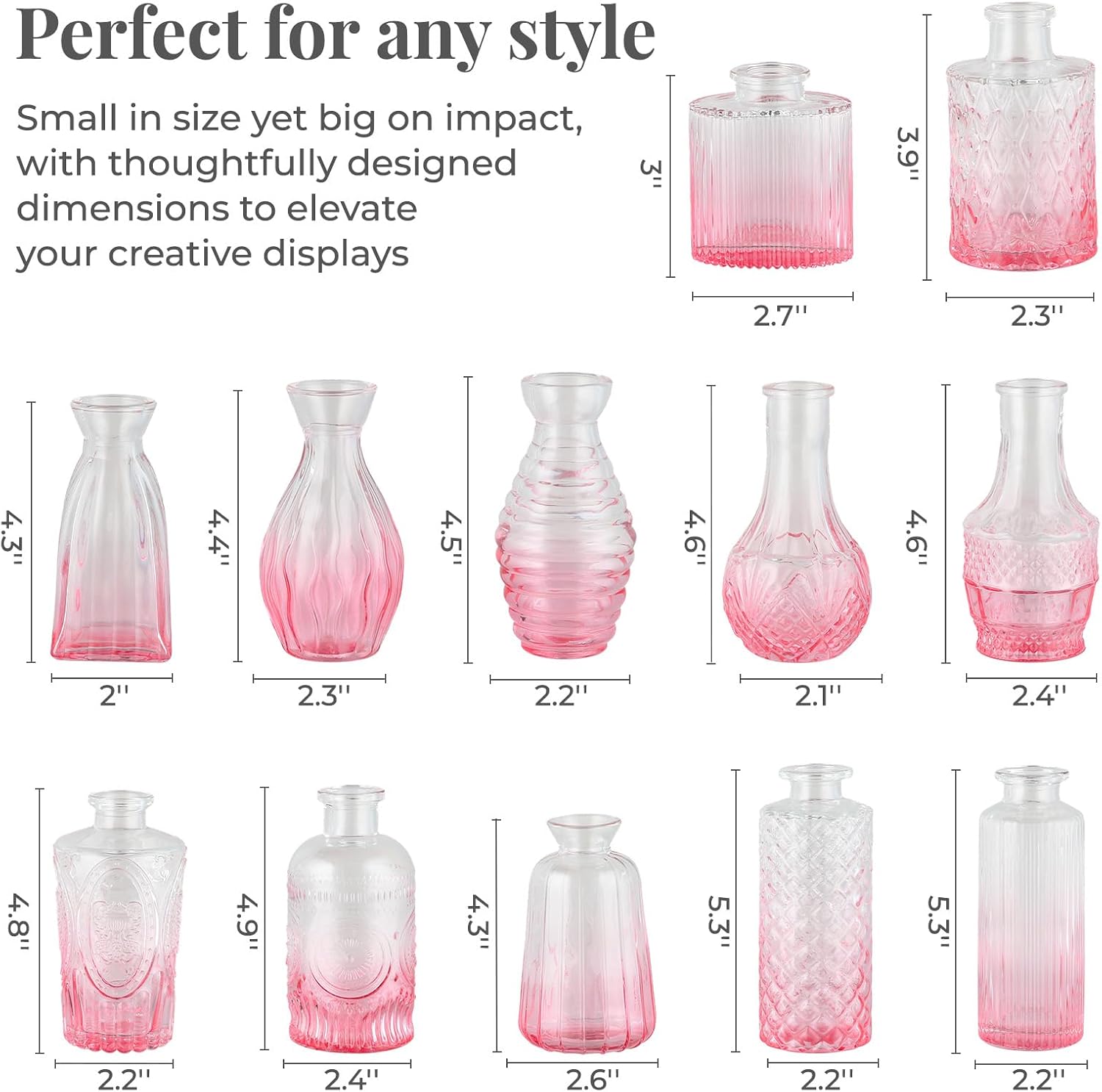 Glass Vase / Small Vase / Pink-gradient