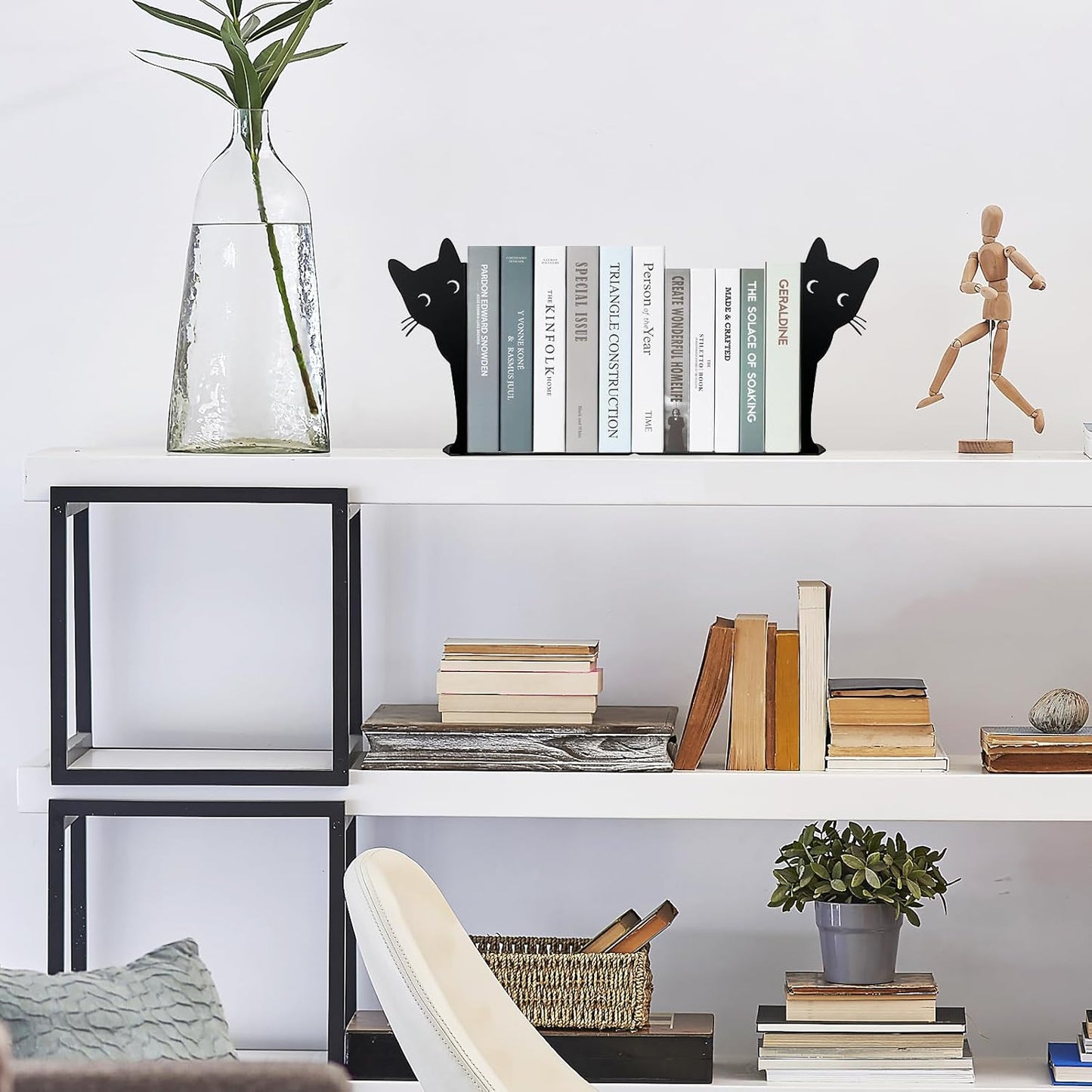Metal Book Ends for Heavy Books / Black Cat