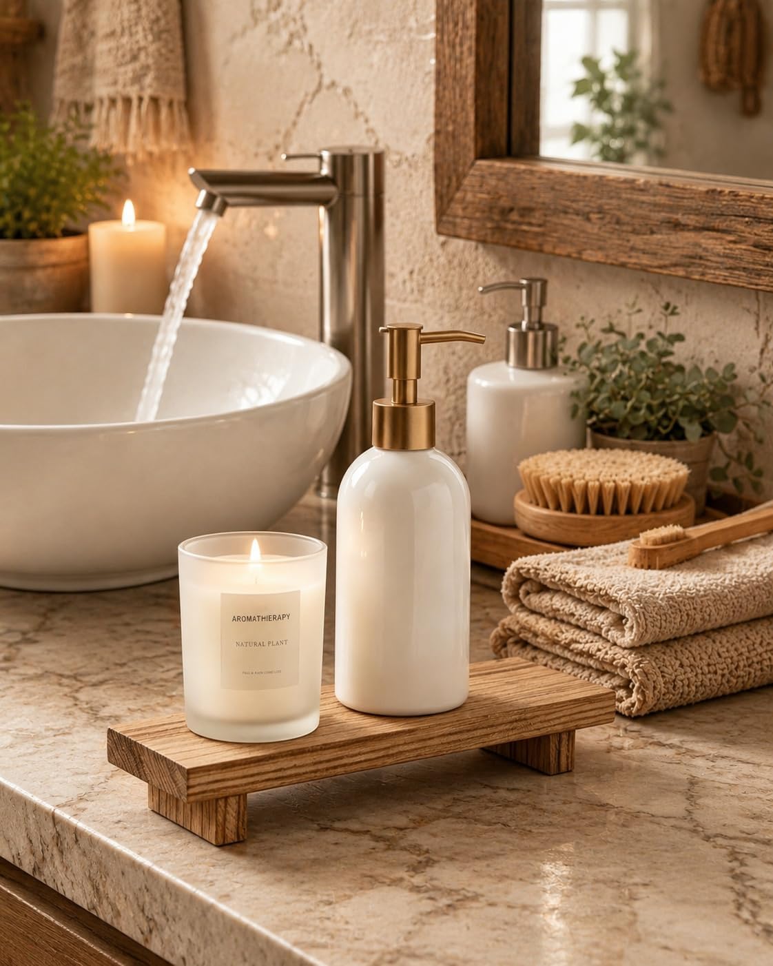 Farmhous Boho Bathroom Decor Organizer