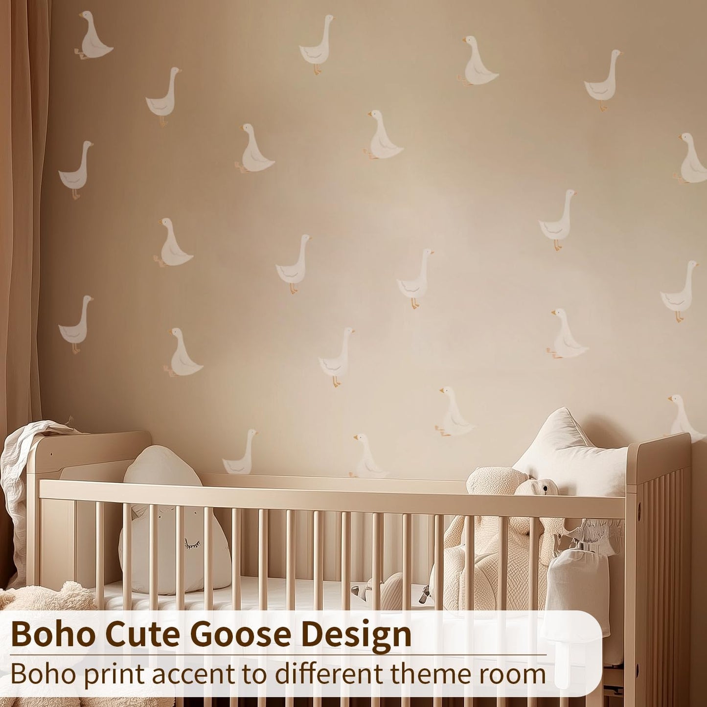 Boho Nursery Animal Wall Decals Peel and Stick / Little Goose / Set of 32