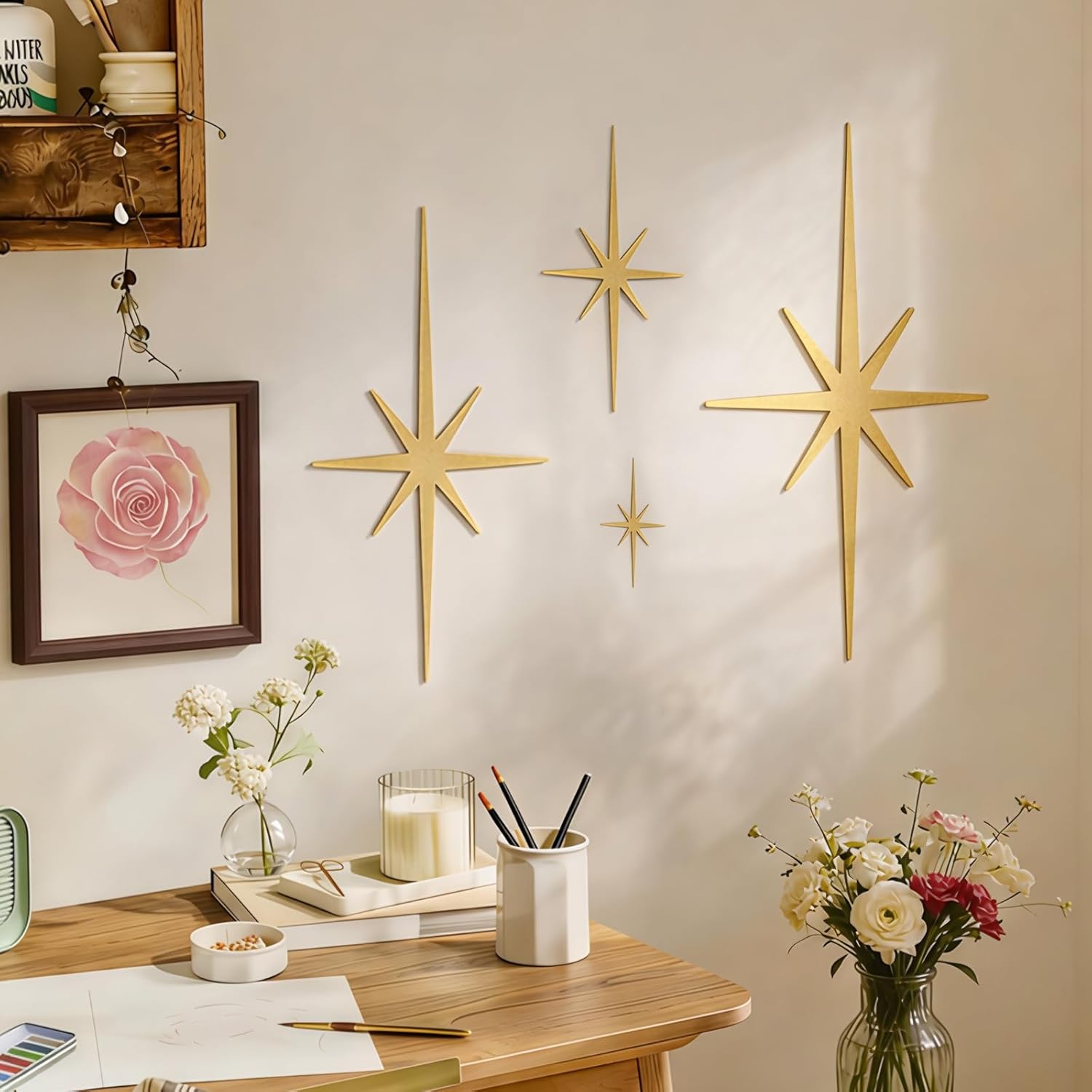 4 Piece Cast Metal Art Set / Gold