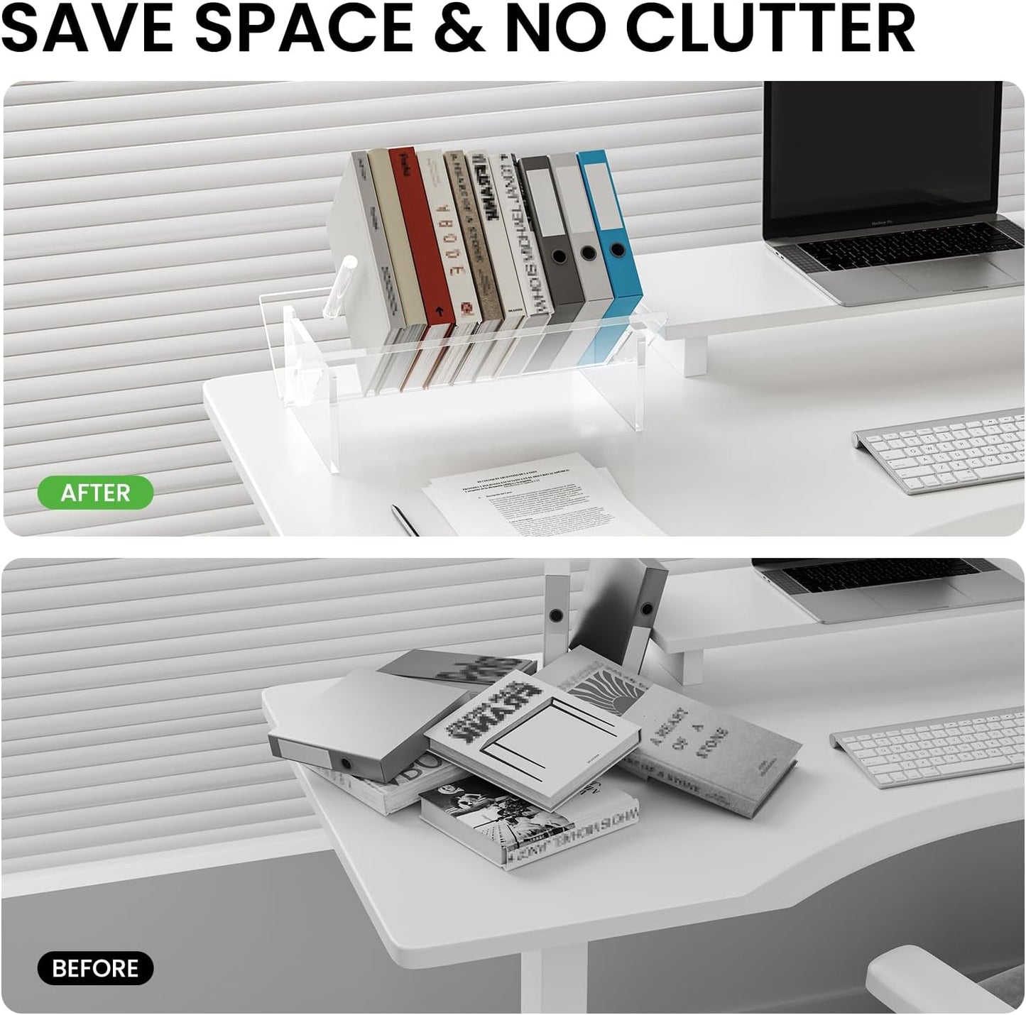 Sumerflos Acrylic Desktop Bookcase, Book Storage Organizer Bookshelves, Clear Mordern Tabletop Storage Rack for Office