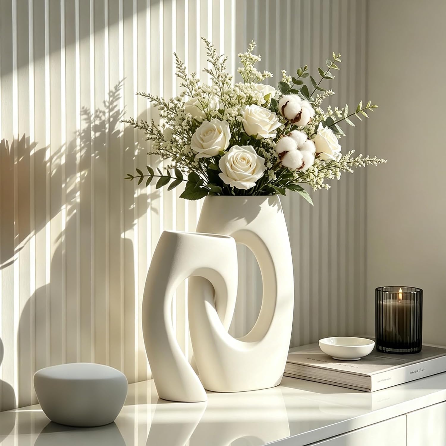 Ceramic Vase by / White / Set of 2