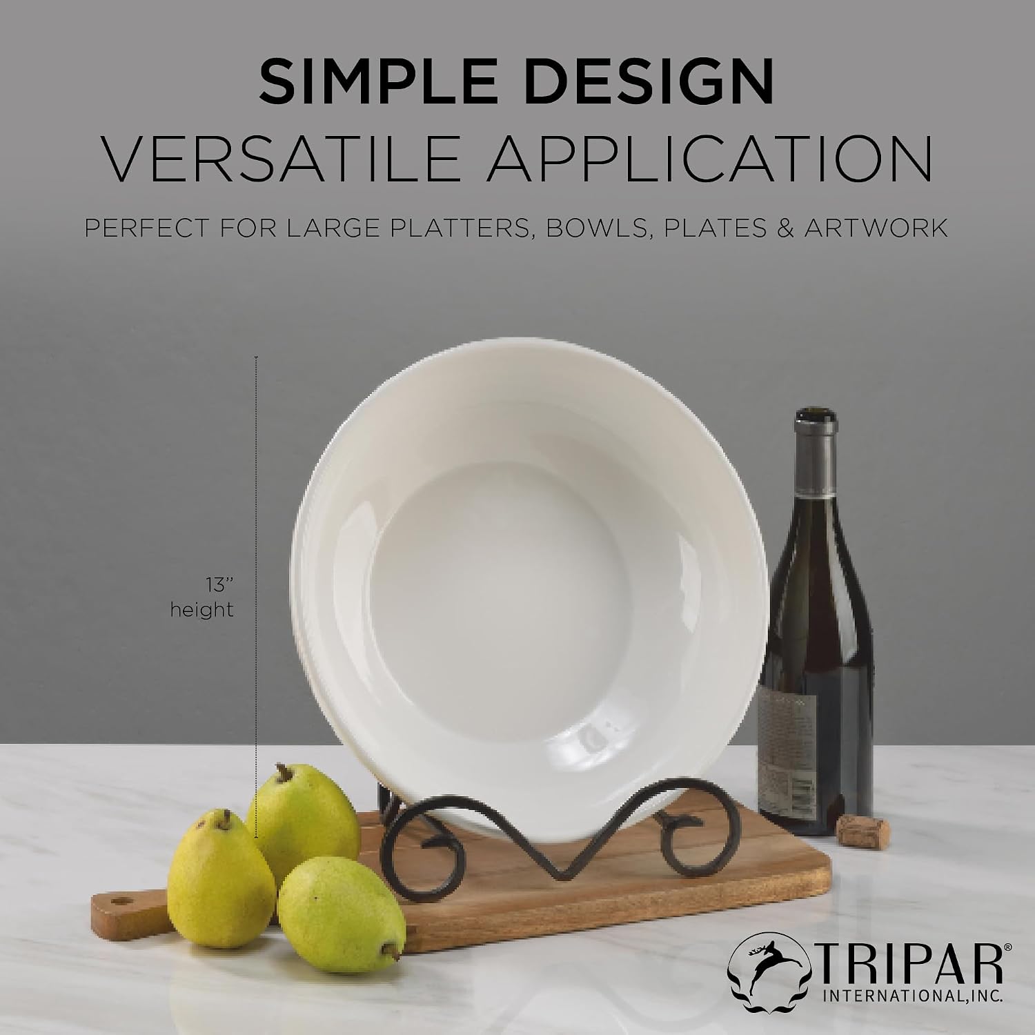 Tripar Decorative Keller Easel Stand, Black & Gold Finish (9-Inch Depth) - Beautifully Designed Tabletop Stand - Made