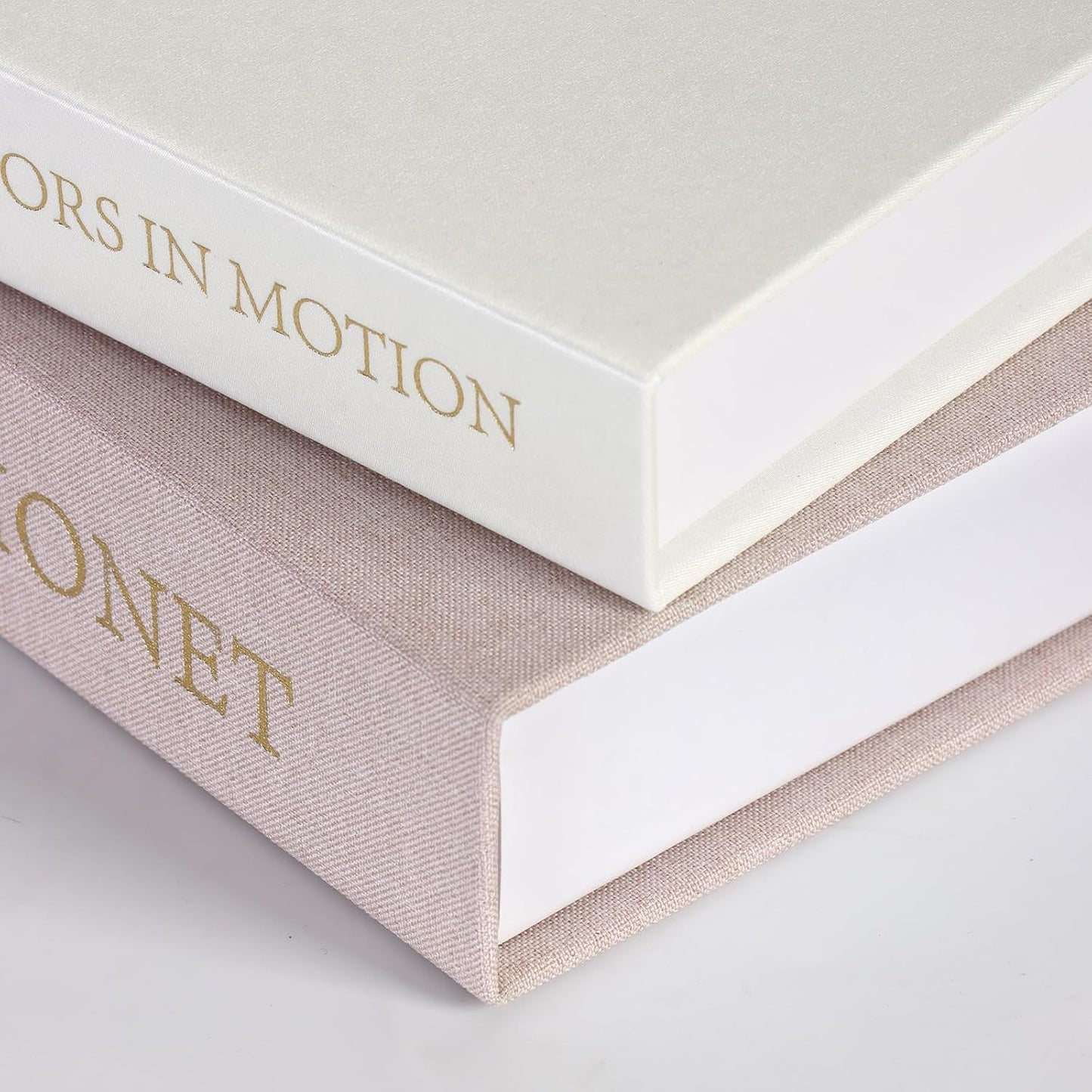 Aesthetic Faux Linen Books Hidden Photo / Set of 2