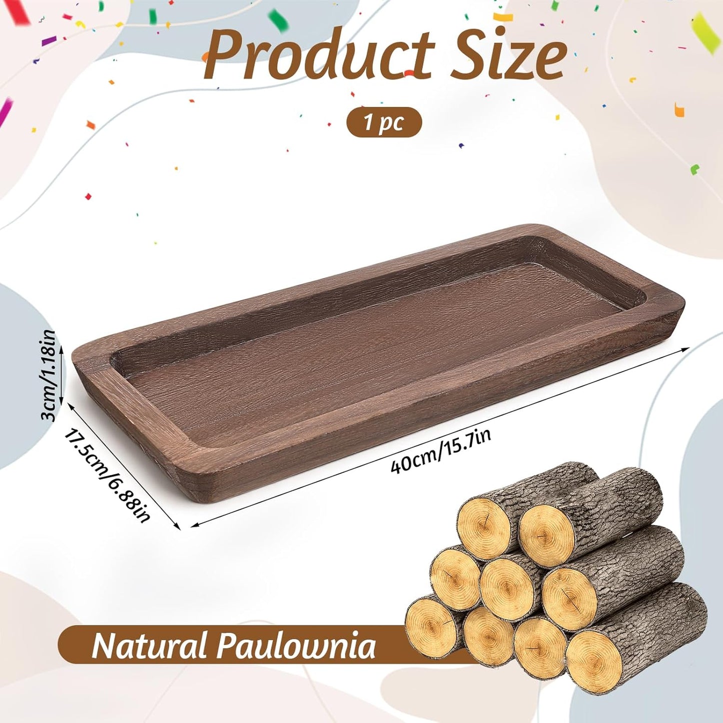 Wood Long Narrow Tray Home Decor