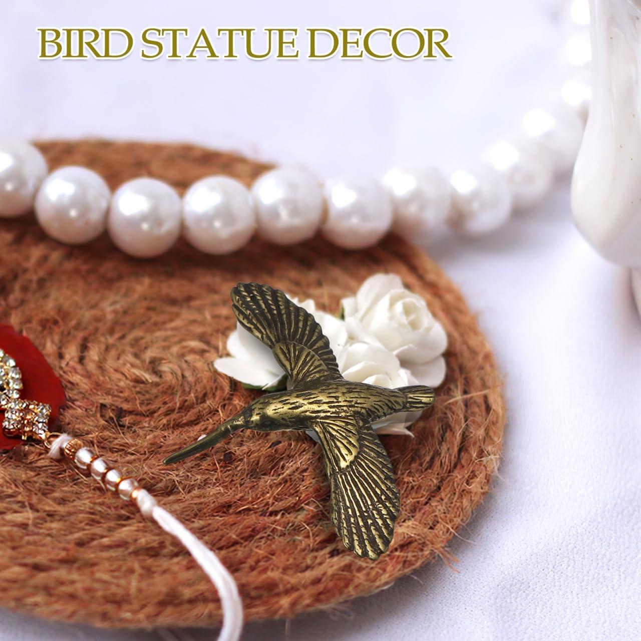 Retro Decor Brass Hummingbird Figurines Retro Guardian Small Bird Figurines Tabletop / Set of 2