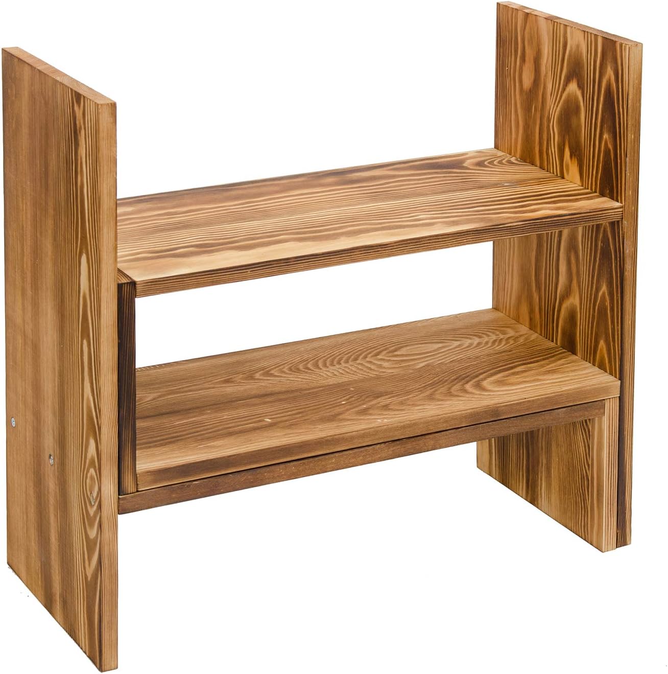 Adjustable Extendable Natural Wood Desktop Organizer Caddy Desk Organizer Countertop Shelf Bookcase Display Stand Rack
