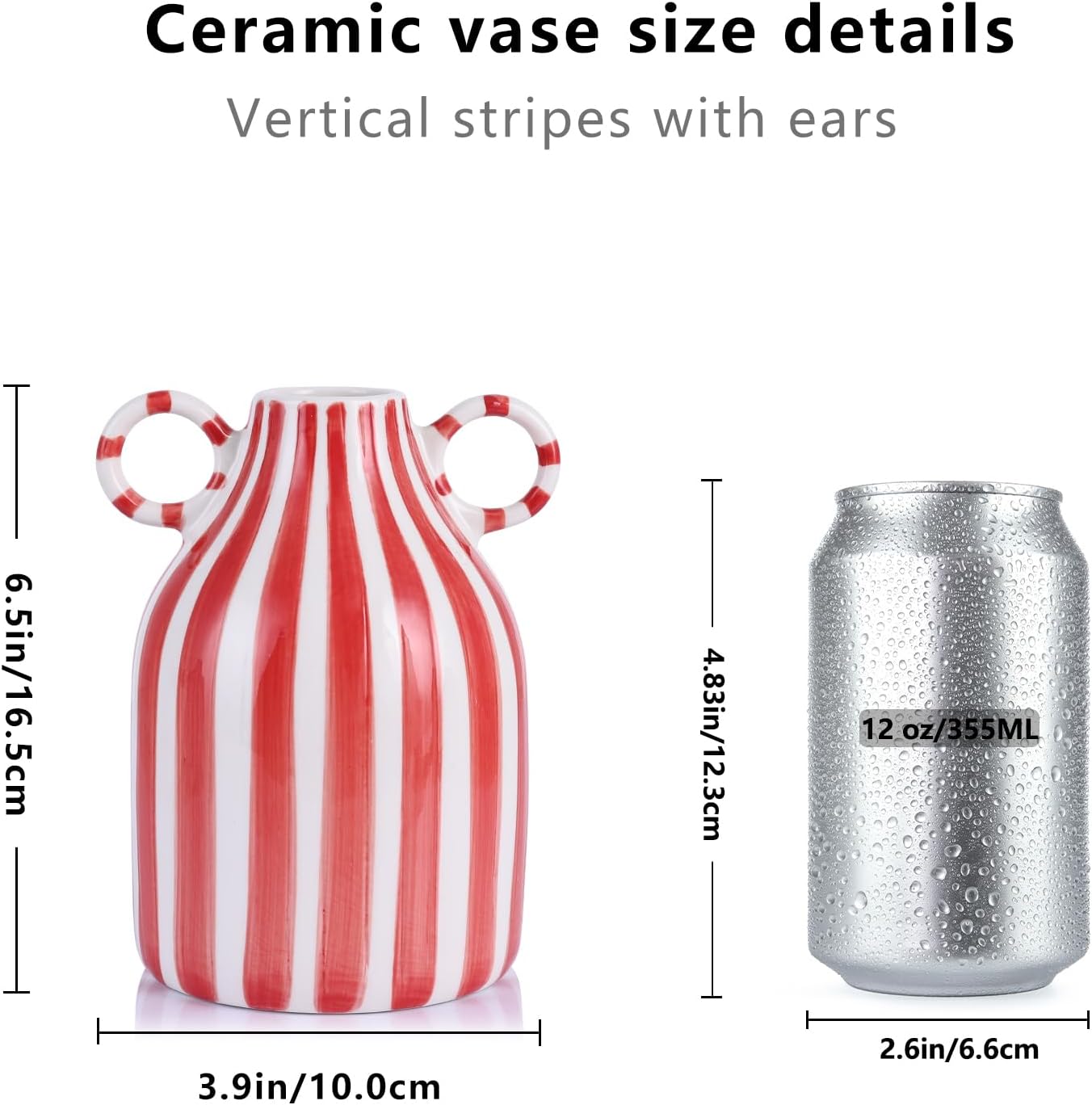 Ceramic Vase / Red and White