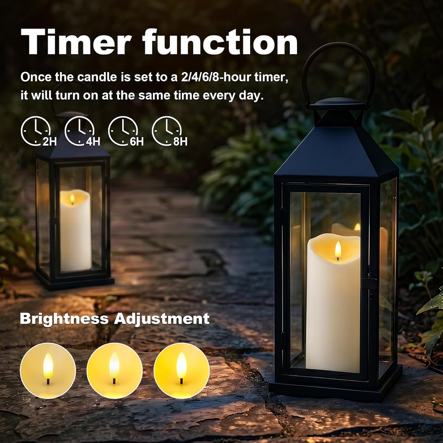 Amagic 4” x 9” Large Outdoor Waterproof Flameless Candles with Remote, Battery Operated Candles with Timer, Flickering