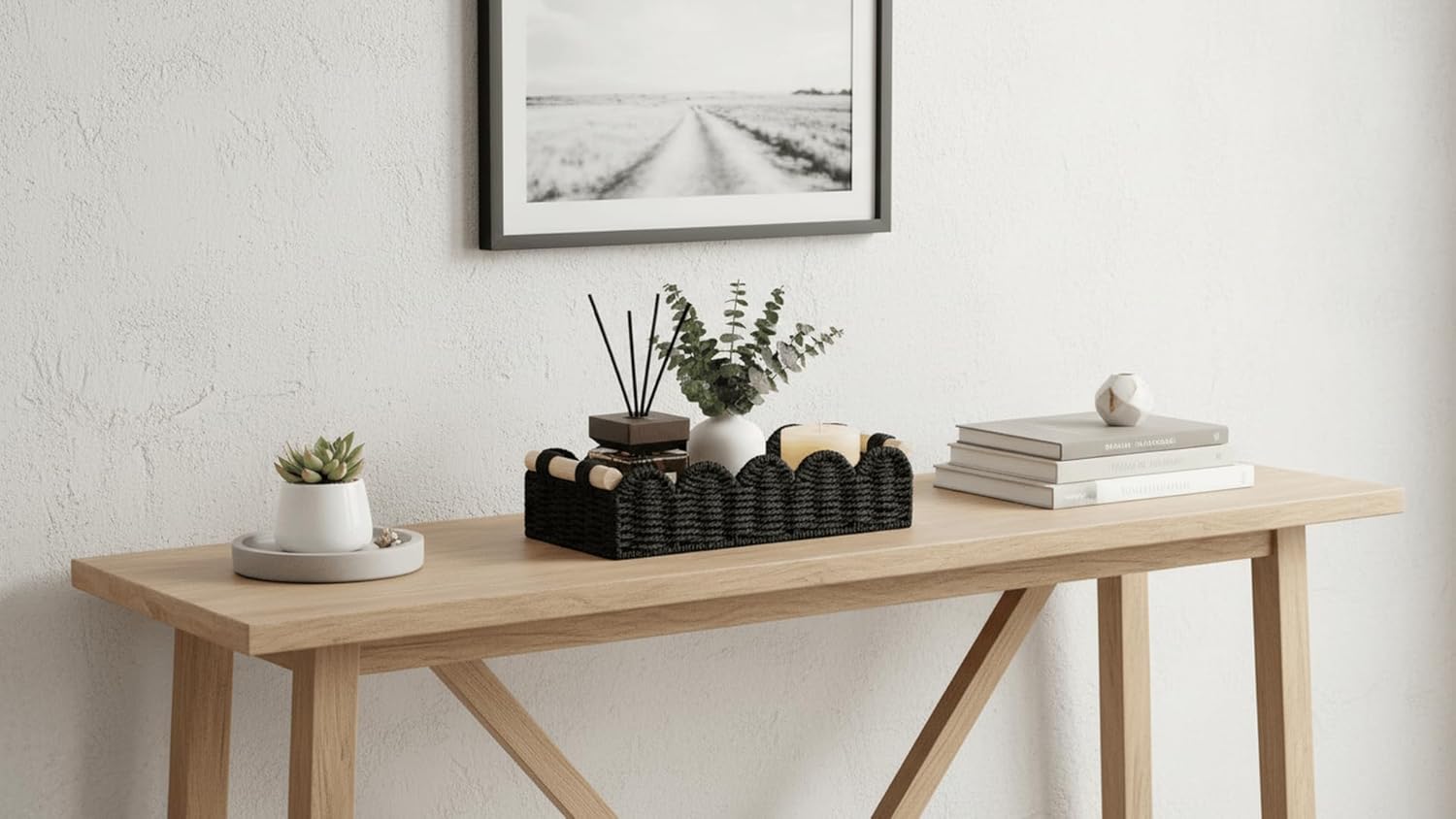 Small Wicker Toilet Tank Top Decorative Baskets for Countertop / Black / 12.99 x 6.3 x 3.15 / S - In