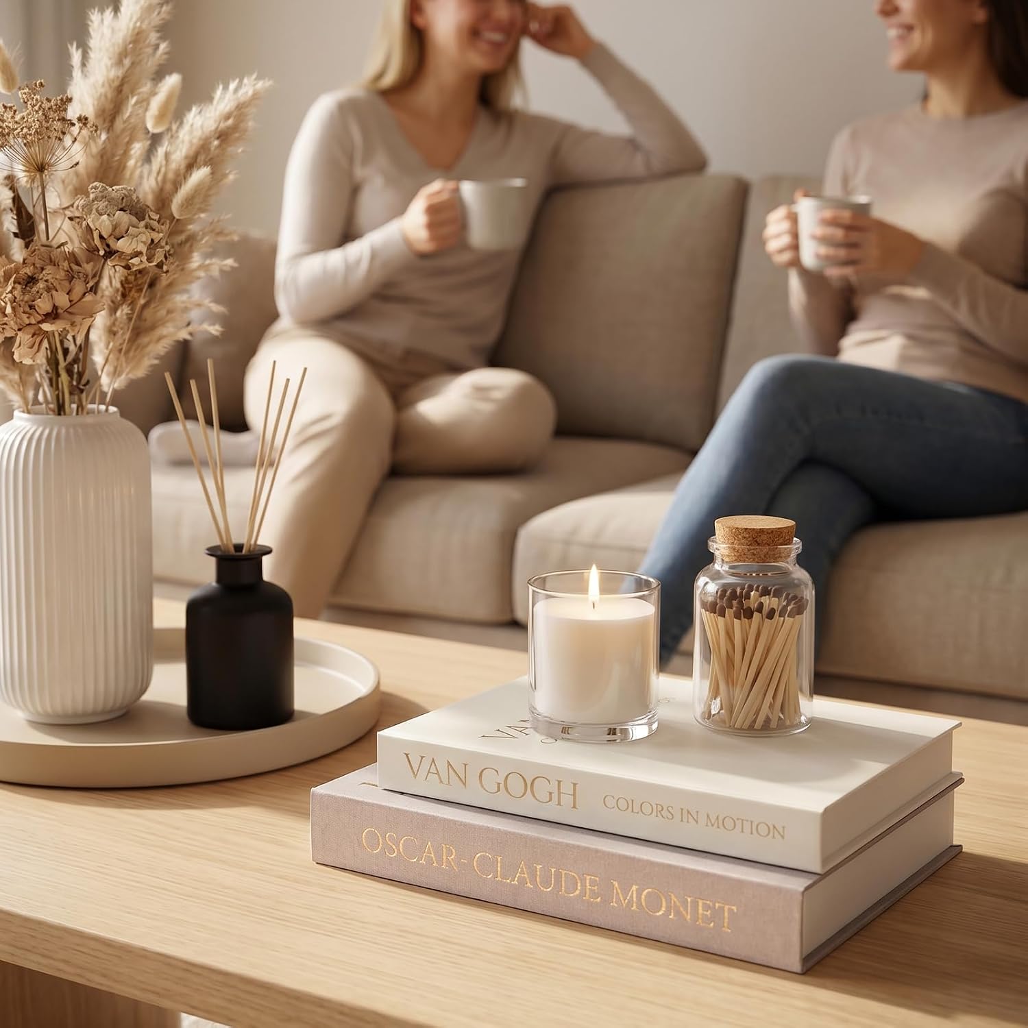 Aesthetic Faux Linen Books Hidden Photo / Set of 2