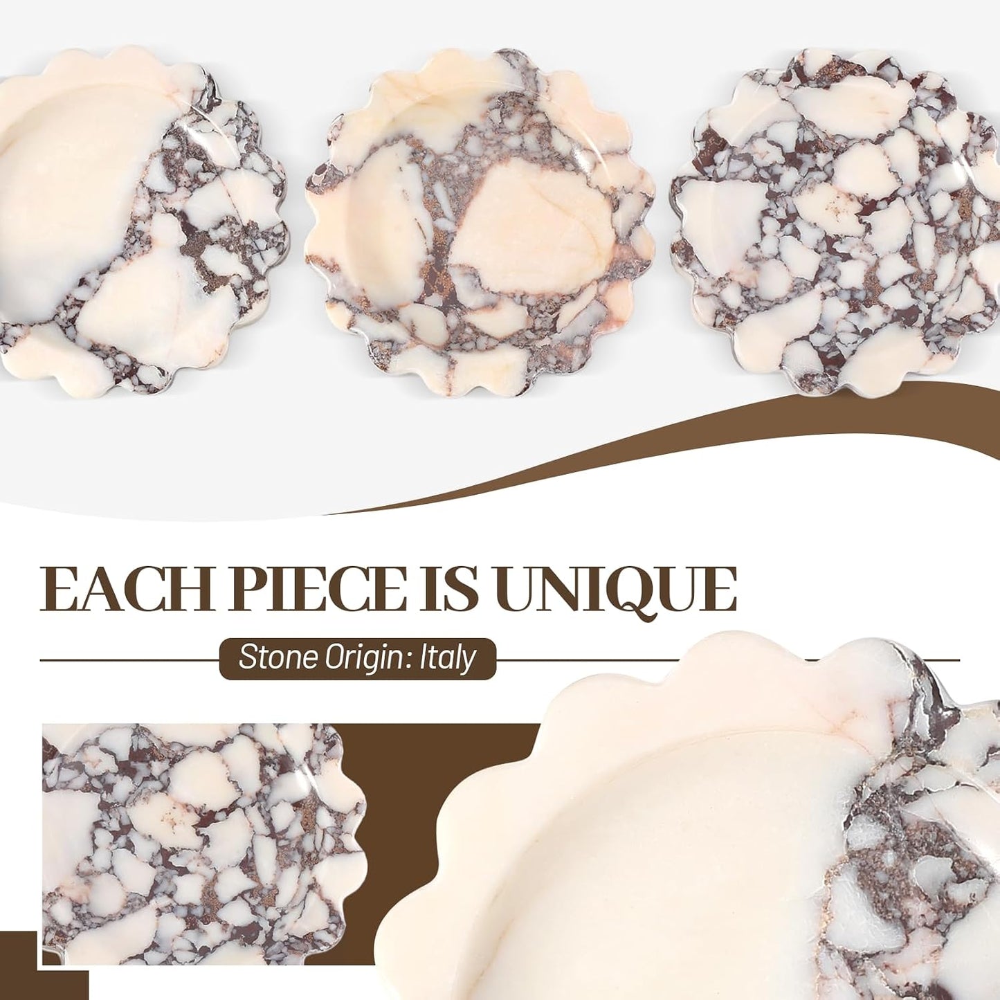 5.51" Scalloped Marble Tray / Calacatta Viola / D=5.51 / Natural