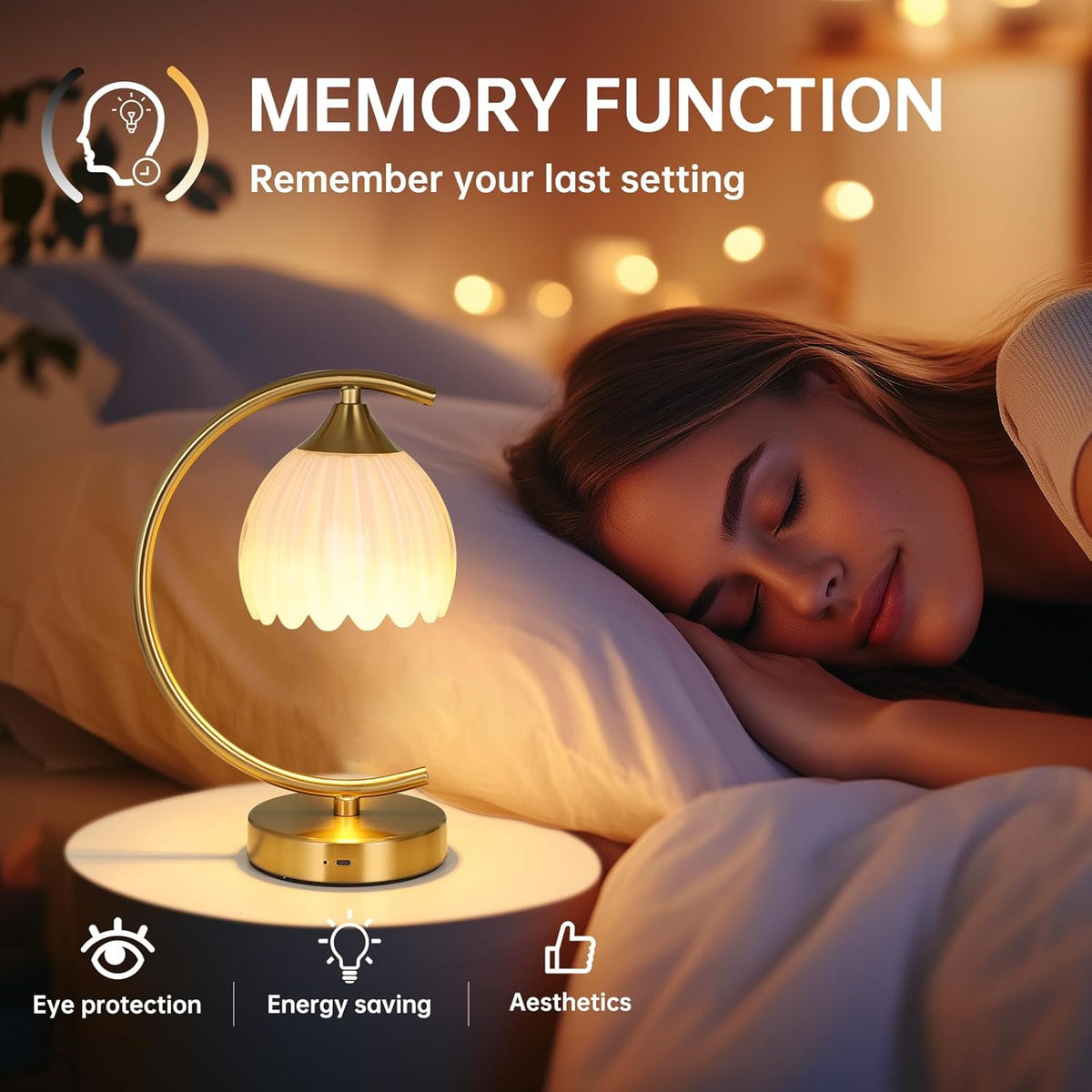 Shenmoyl Set of 2 Tulip Table Lamp, 5200mAh Cordless Touch Control Table Lamps with 3 Color Temps & Stepless Dimming