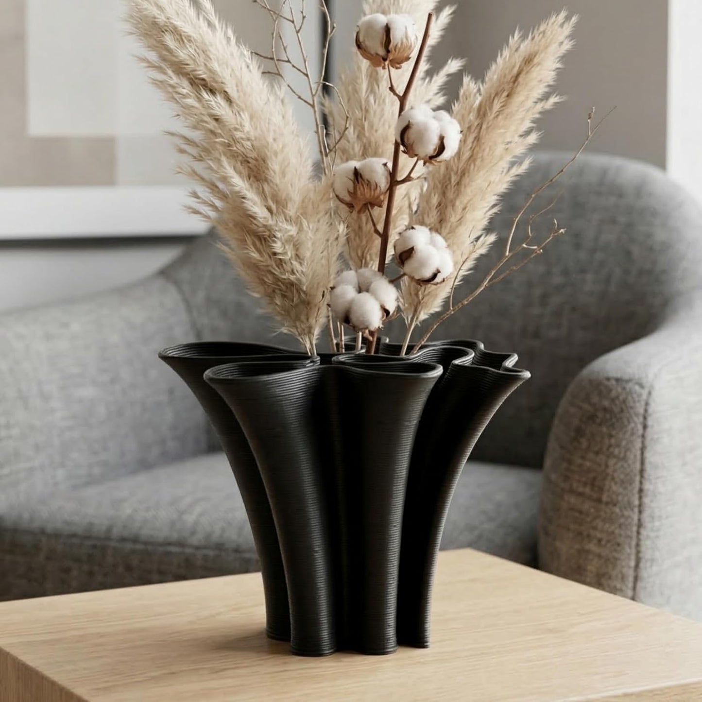 Black Ceramic Vase / Black-b, 5.9 Inch