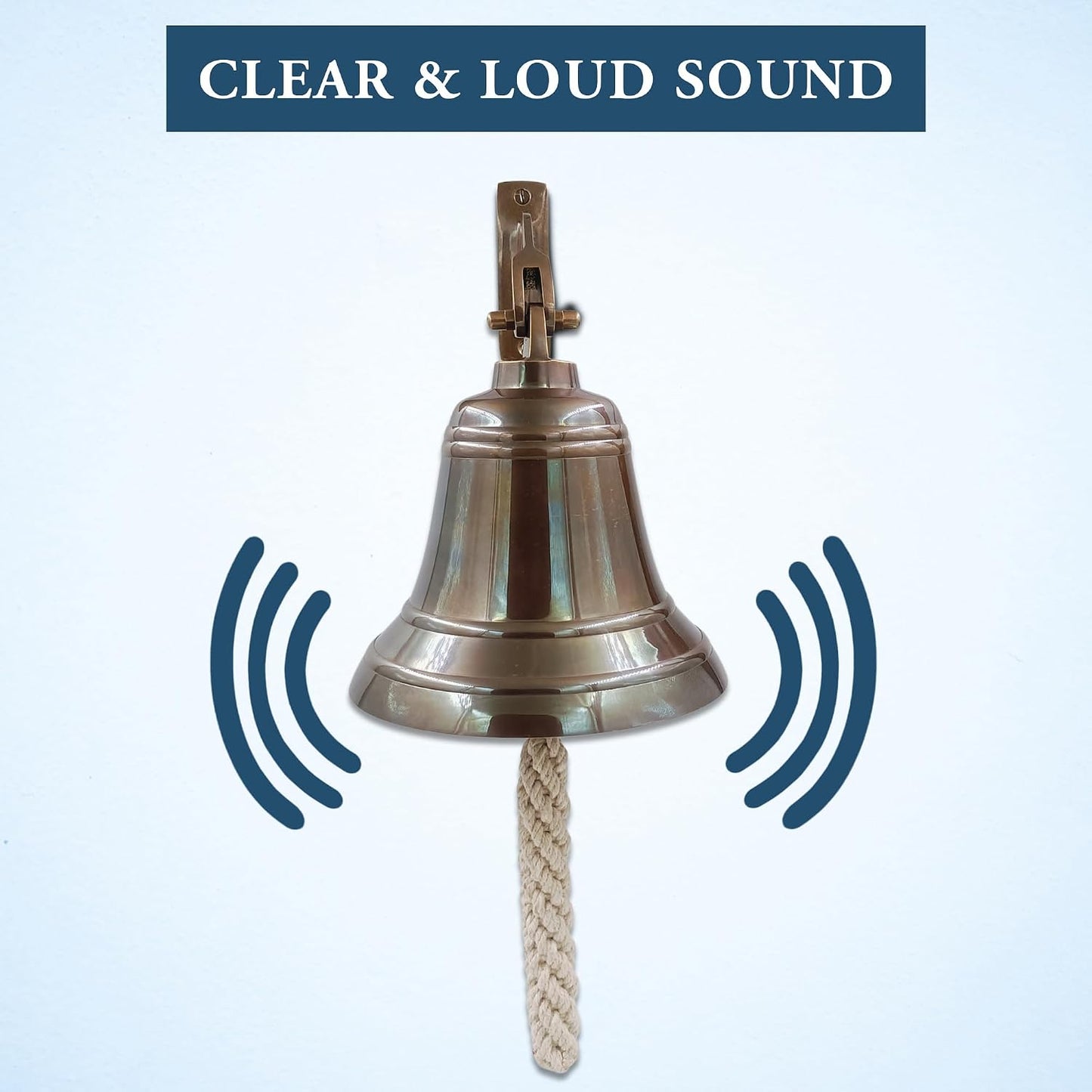 Solid Brass Wall Mounted Ship Hanging Antique Brass Bell for Reception, School, Outdoor, Indoor, Dinner & Chruch - 6