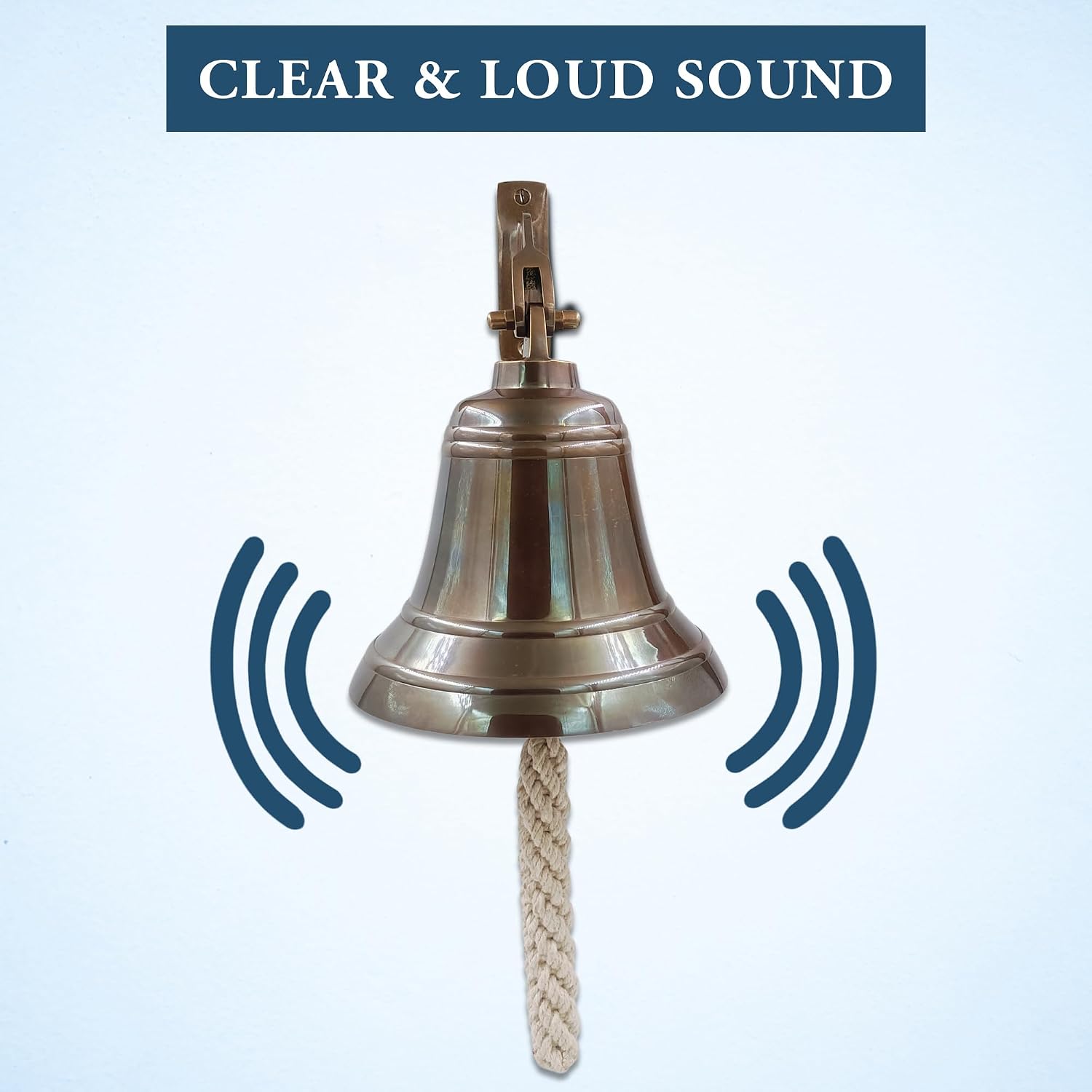 Solid Brass Wall Mounted Ship Hanging Antique Brass Bell for Reception, School, Outdoor, Indoor, Dinner & Chruch - 6