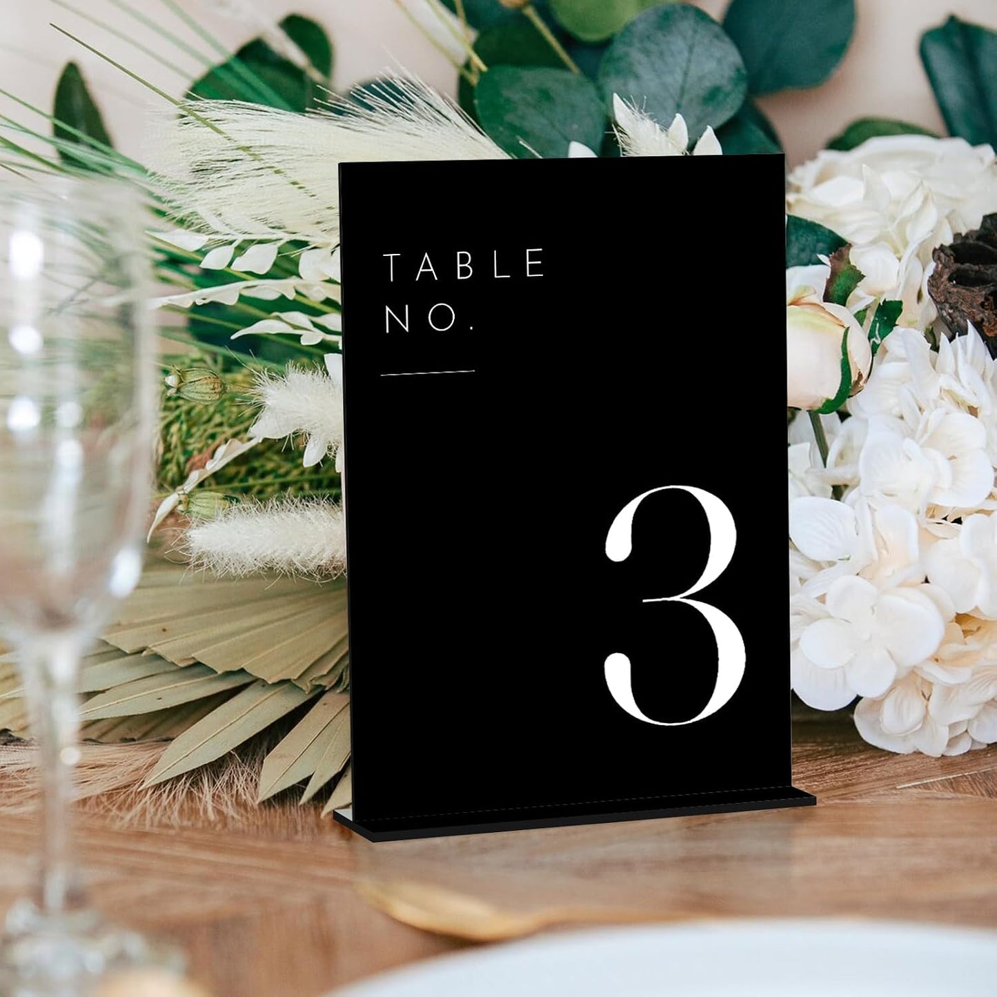 Wedding Black Table Numbers 1-15 with Stands, 5"x7" Black Acrylic Table Numbers with White Font for Wedding Party