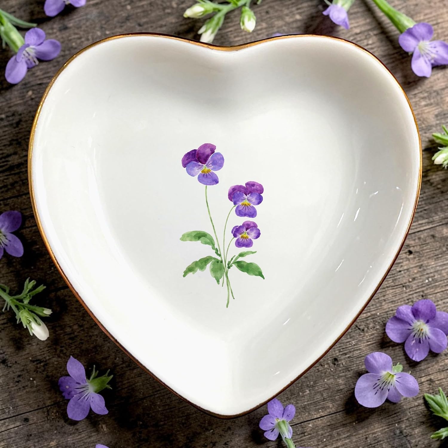 Birth Month Flower Ring Jewelry Dish Tray-Floral Ring Holder for Hippie / 2 - February