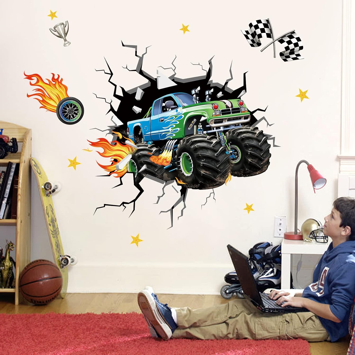 3D Racing Car Wall Stickers