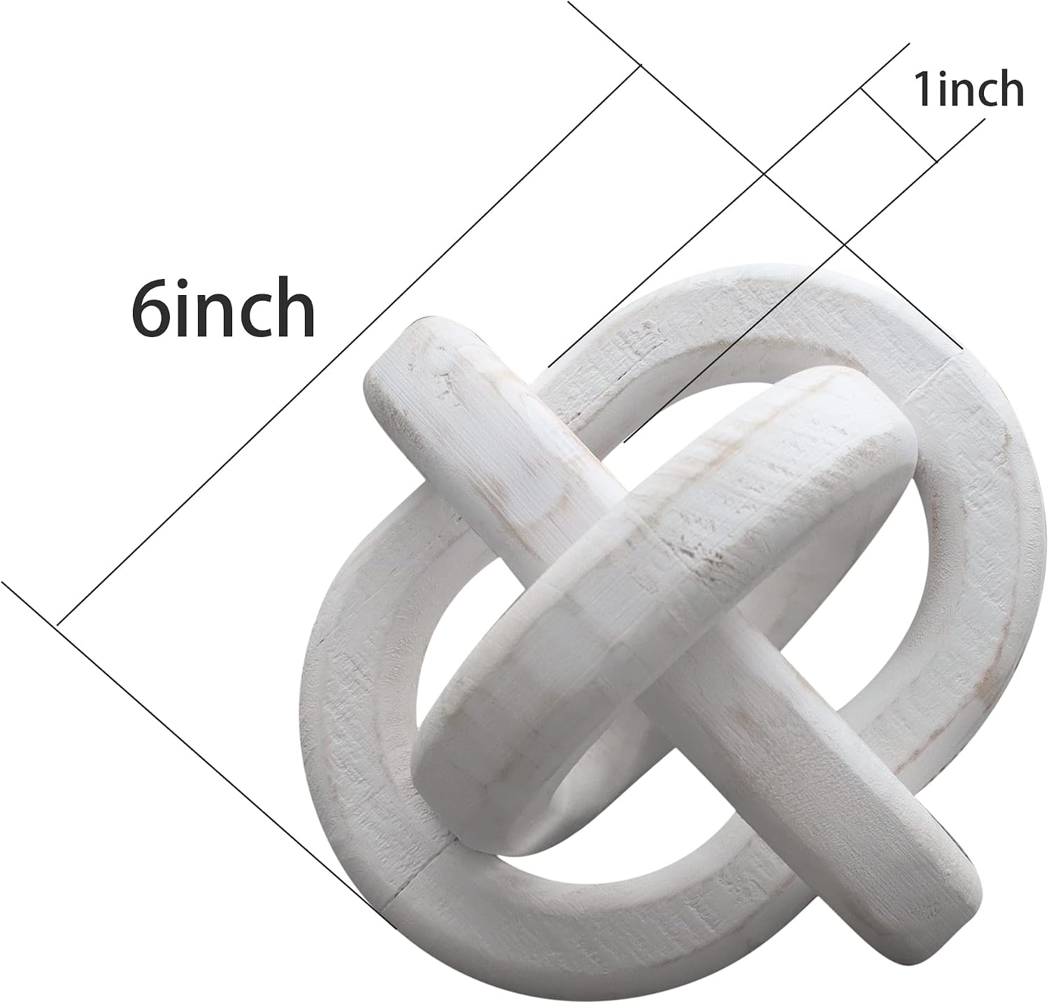 Tray Accent / Hand Carved Wood Chain Decor / White