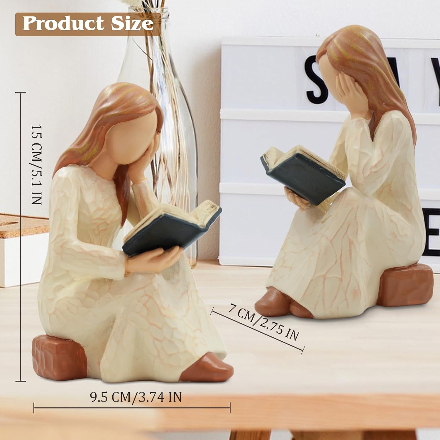 Resin Reading Statue for Readers / Beige