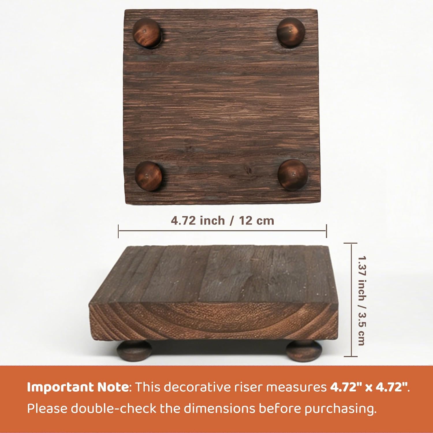 Wood Riser for Display Stand / Charred Brown Riser / 4.72 Inch / Set of 2