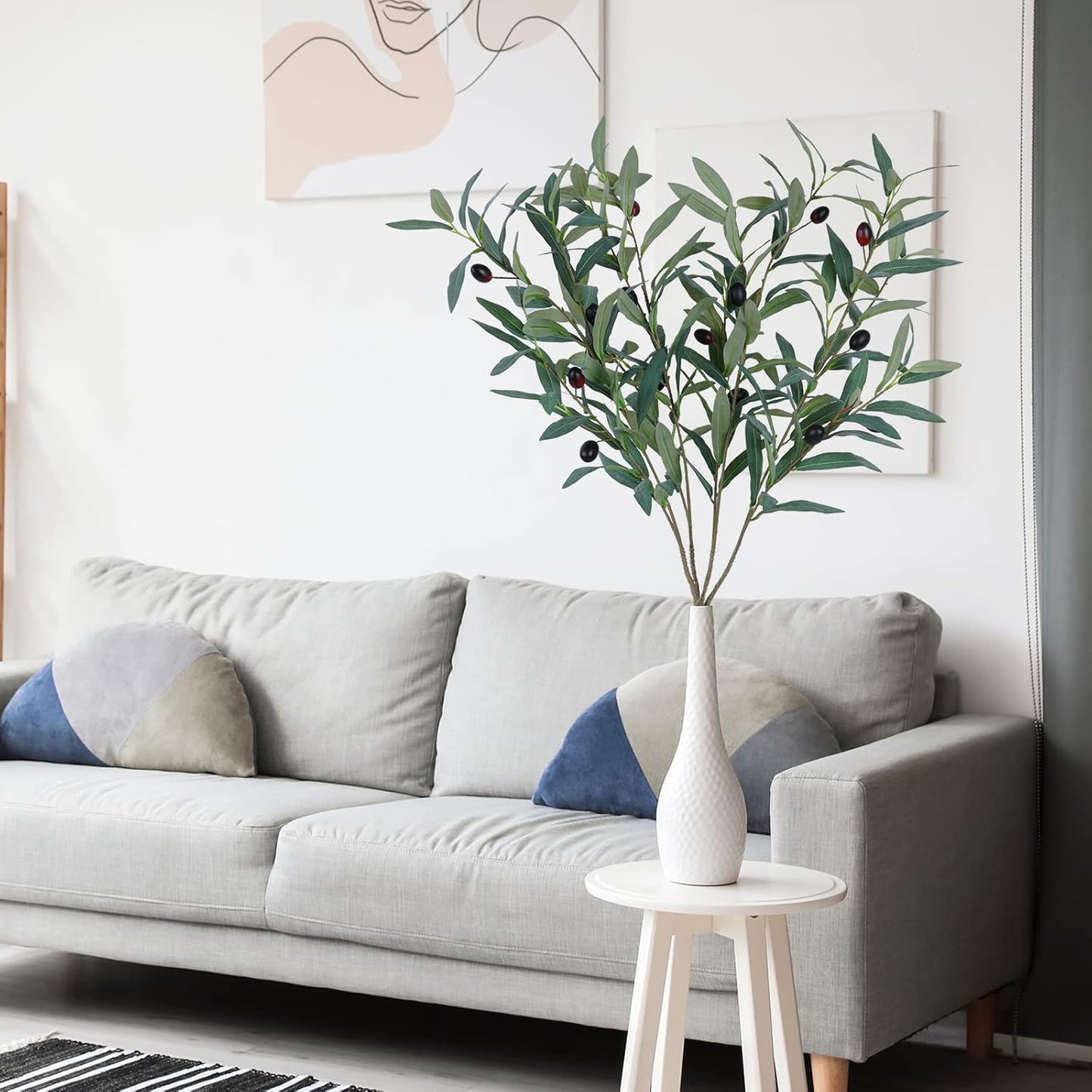 Artificial for Vase Fake Plants Olive Branch Leaves Long Stems / Olive Branches / 34 Inch / Set of 4