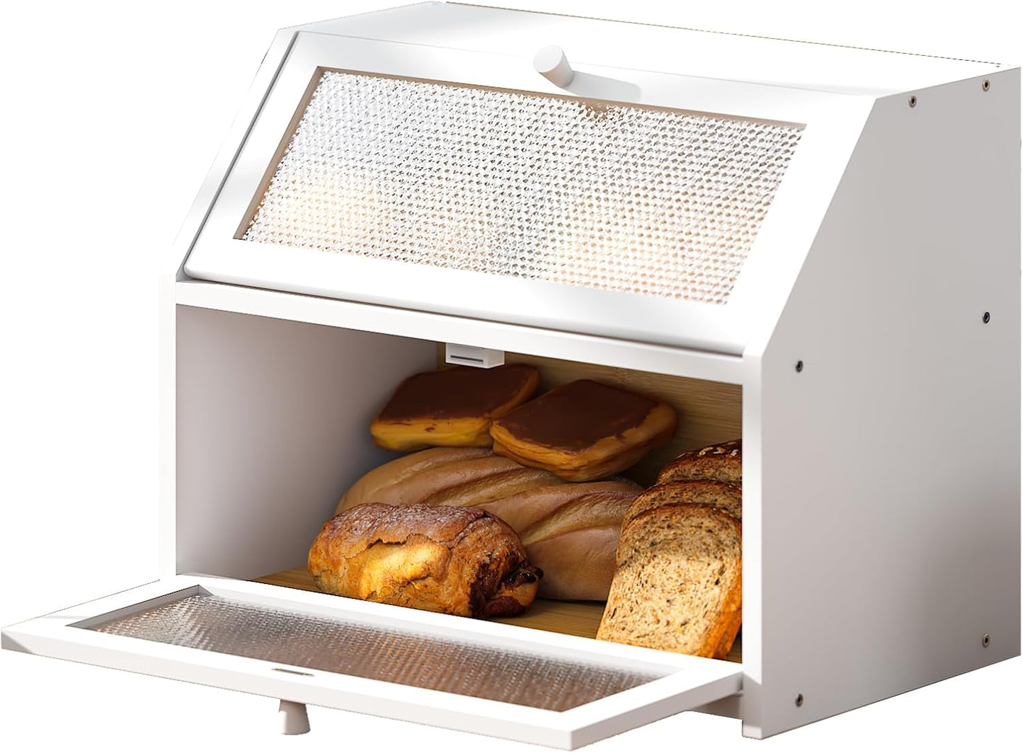 STDDRE Bread Box for Kitchen Countertop Bin Double Layer Bread Box Storage Container Extra Large Capacity Farmhouse
