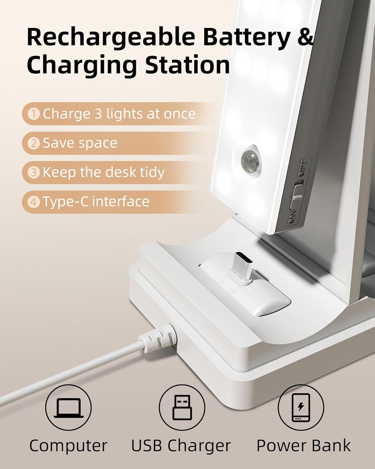 EZVALO 6-Pack 13 Inch Under Cabinet Lighting with 2 Charging Stations, Rechargeable Wireless Motion Sensor Lights