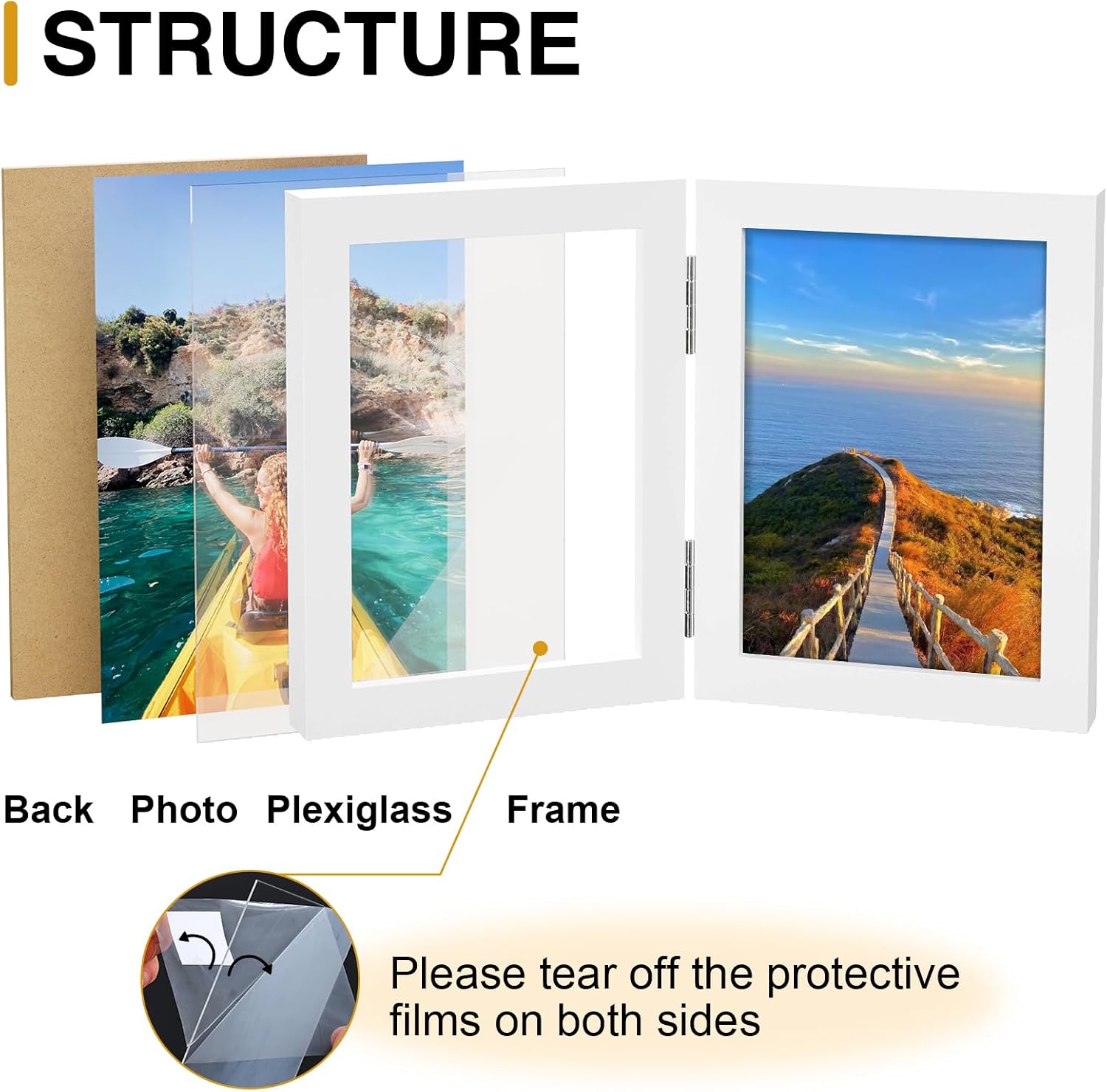 Double Picture Frame / White / 5 x 7