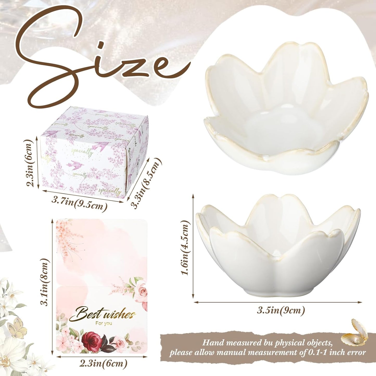 Box Greeting Card Small Glass Trinket Dish Tray for Earrings / Ceramic / Set of 12