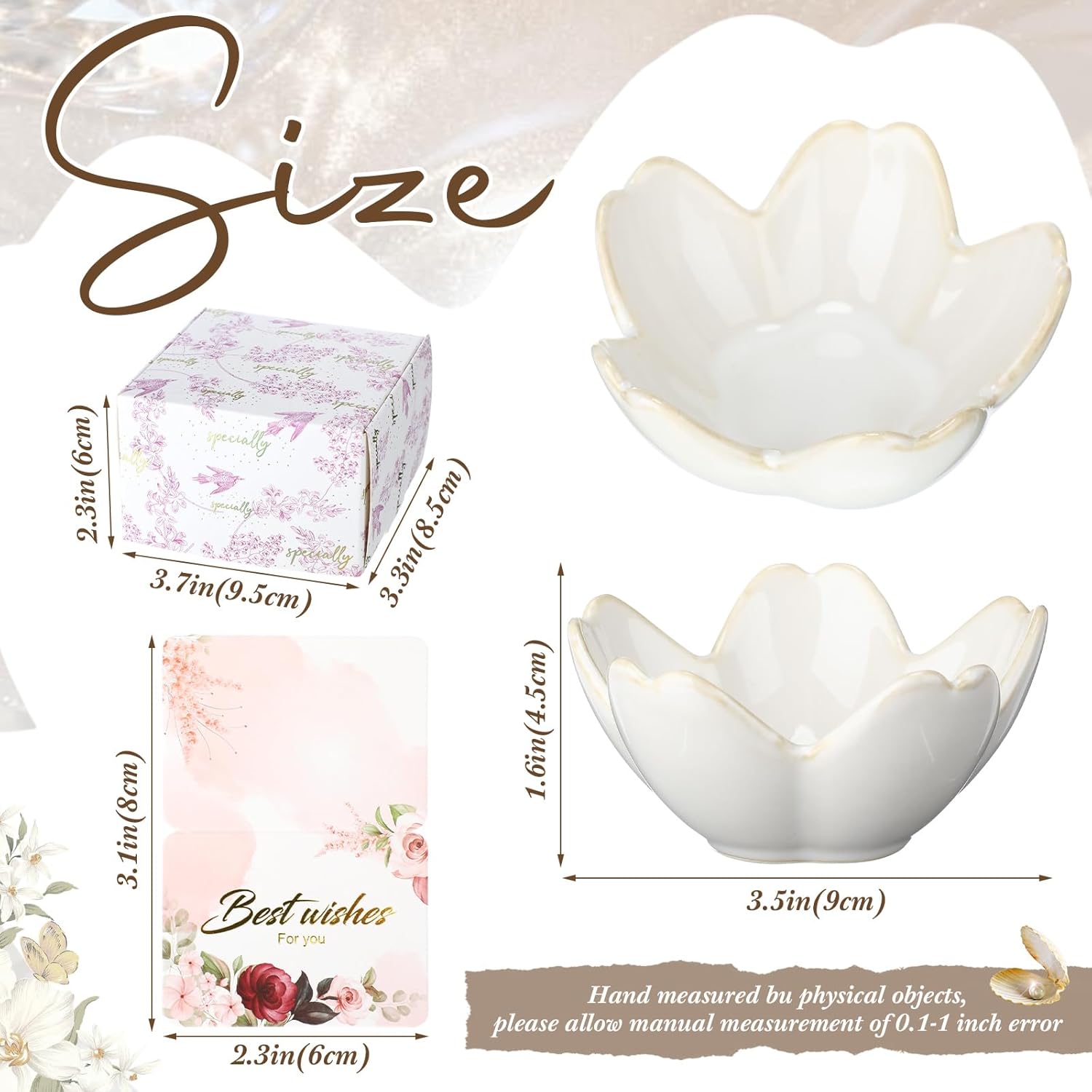 Box Greeting Card Small Glass Trinket Dish Tray for Earrings / Ceramic / Set of 12