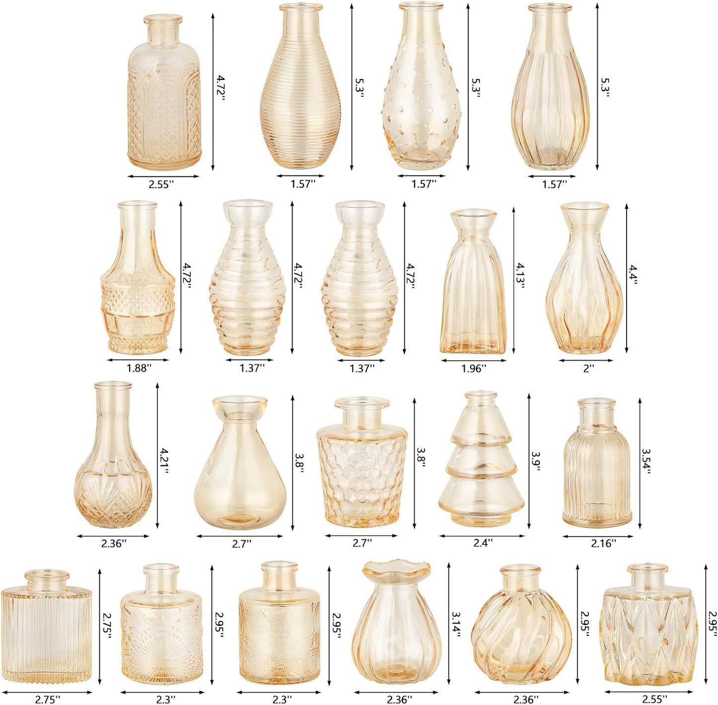 Glass Bud Vases Mini Flower Vase Small Vintage Vases for Centerpiece Table Wedding / Gold