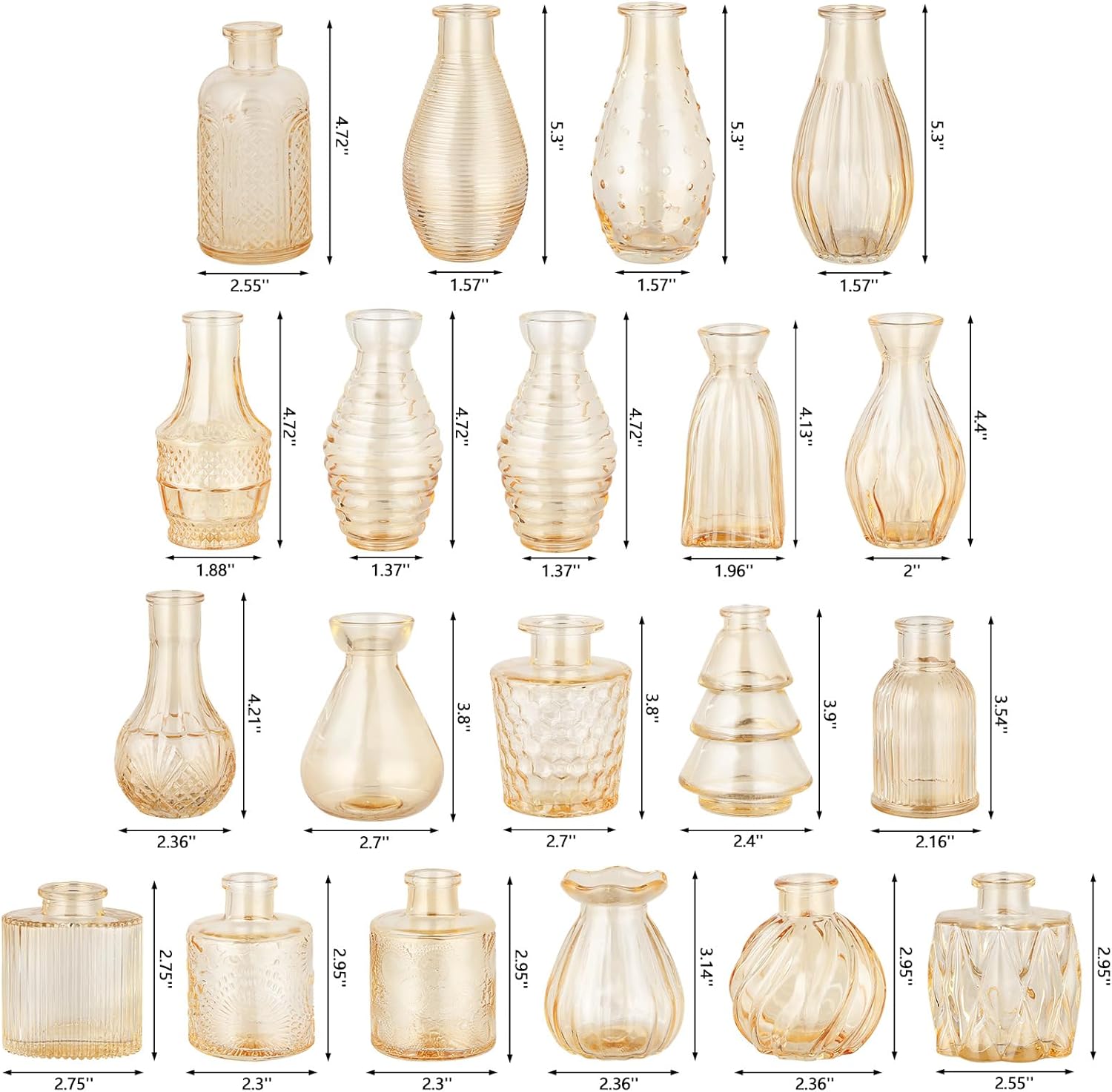 Glass Bud Vases Mini Flower Vase Small Vintage Vases for Centerpiece Table Wedding / Gold